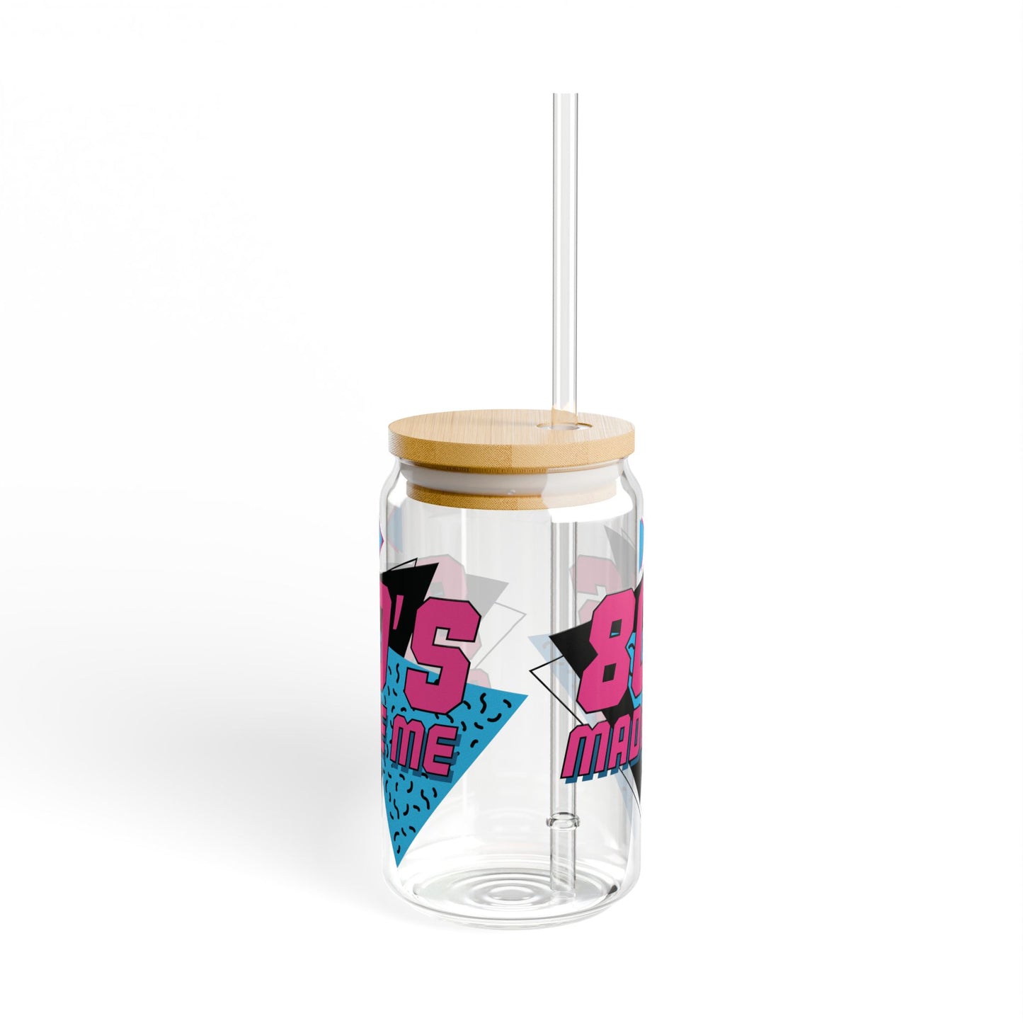 Retro 80's Sipper Glass - 16oz with Bamboo Lid & Straw