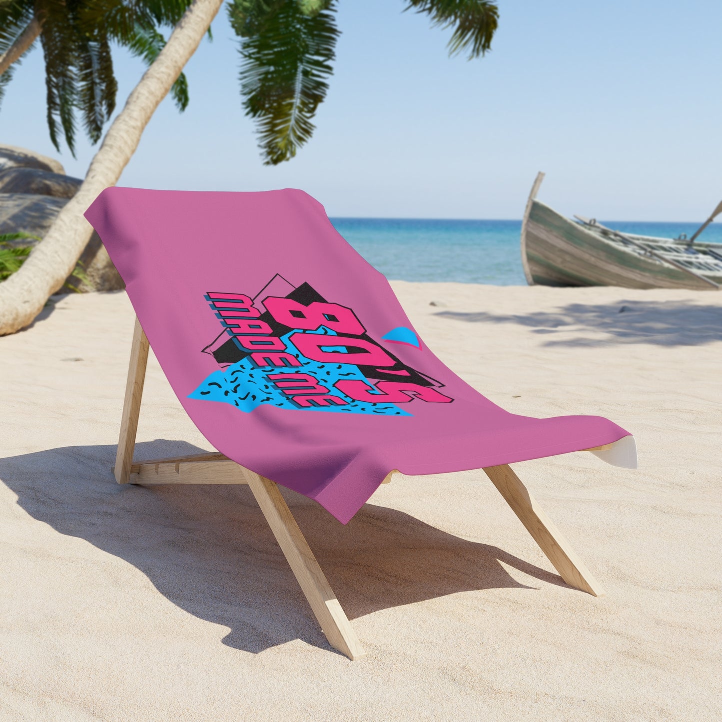 Retro 80s Made Me Beach Towel