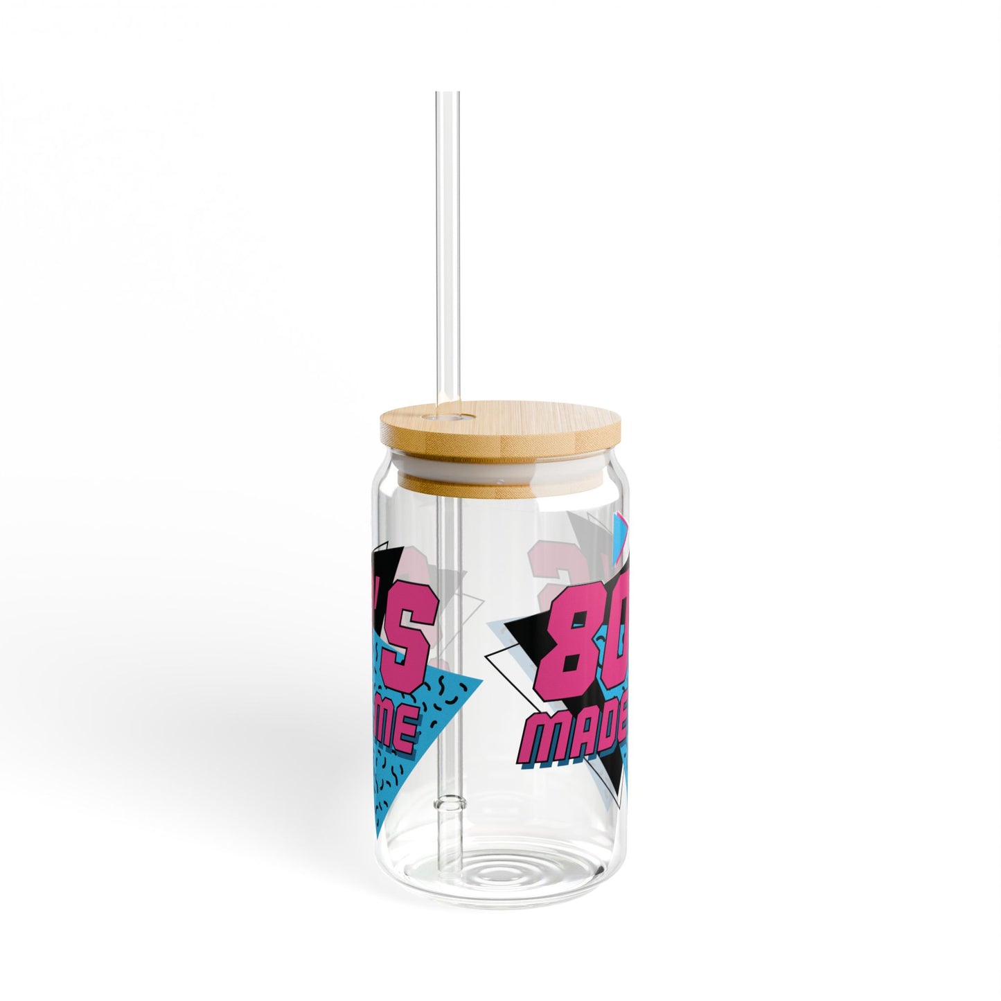 Retro 80's Sipper Glass - 16oz with Bamboo Lid & Straw