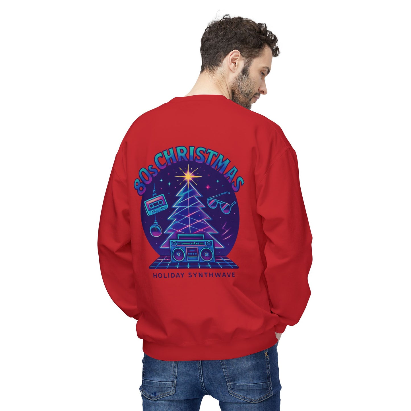 Retro 80s Christmas Sweatshirt – Holiday Synthwave Snowman Crewneck
