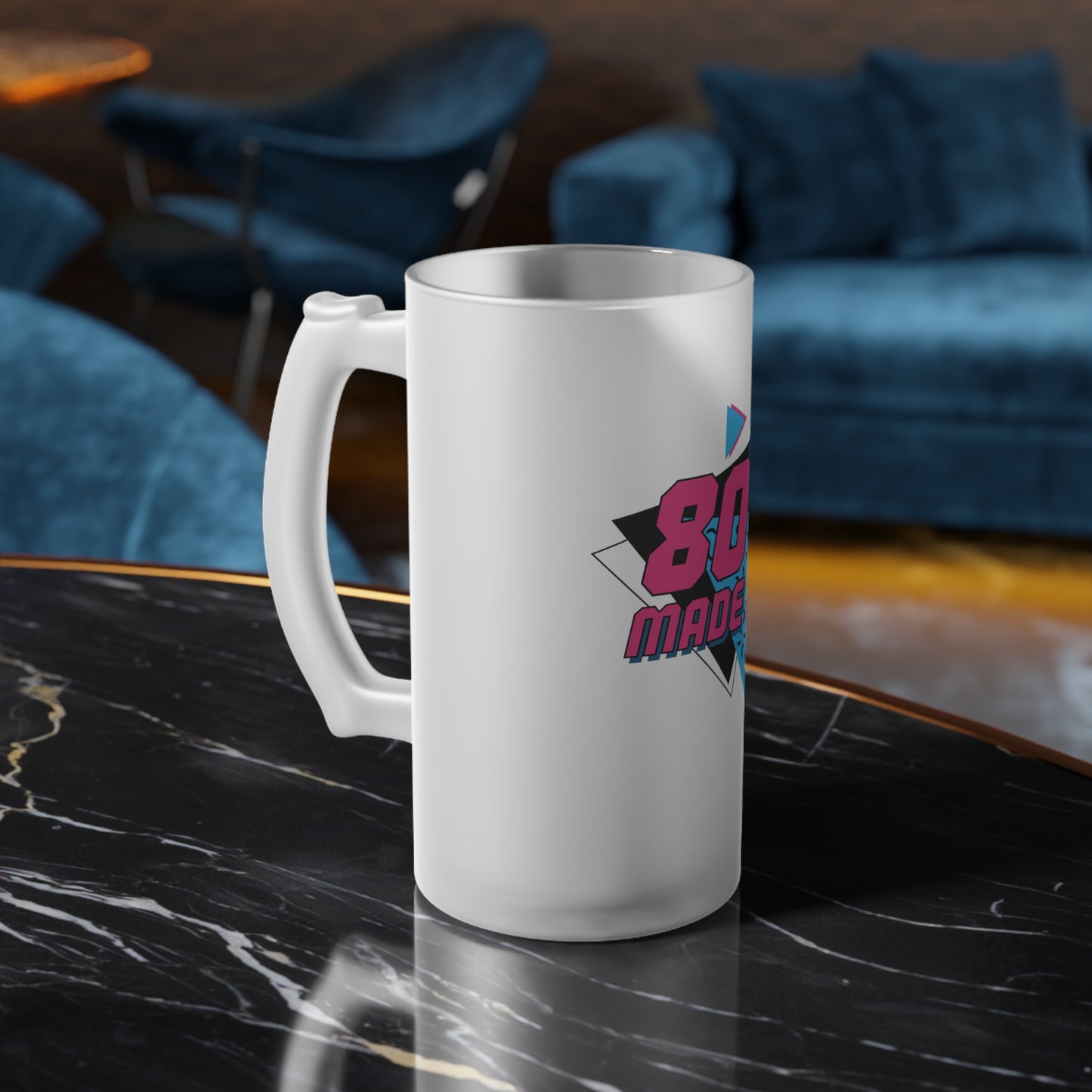 Retro 80's Frosted Glass Beer Mug - Perfect for Parties and Celebrations