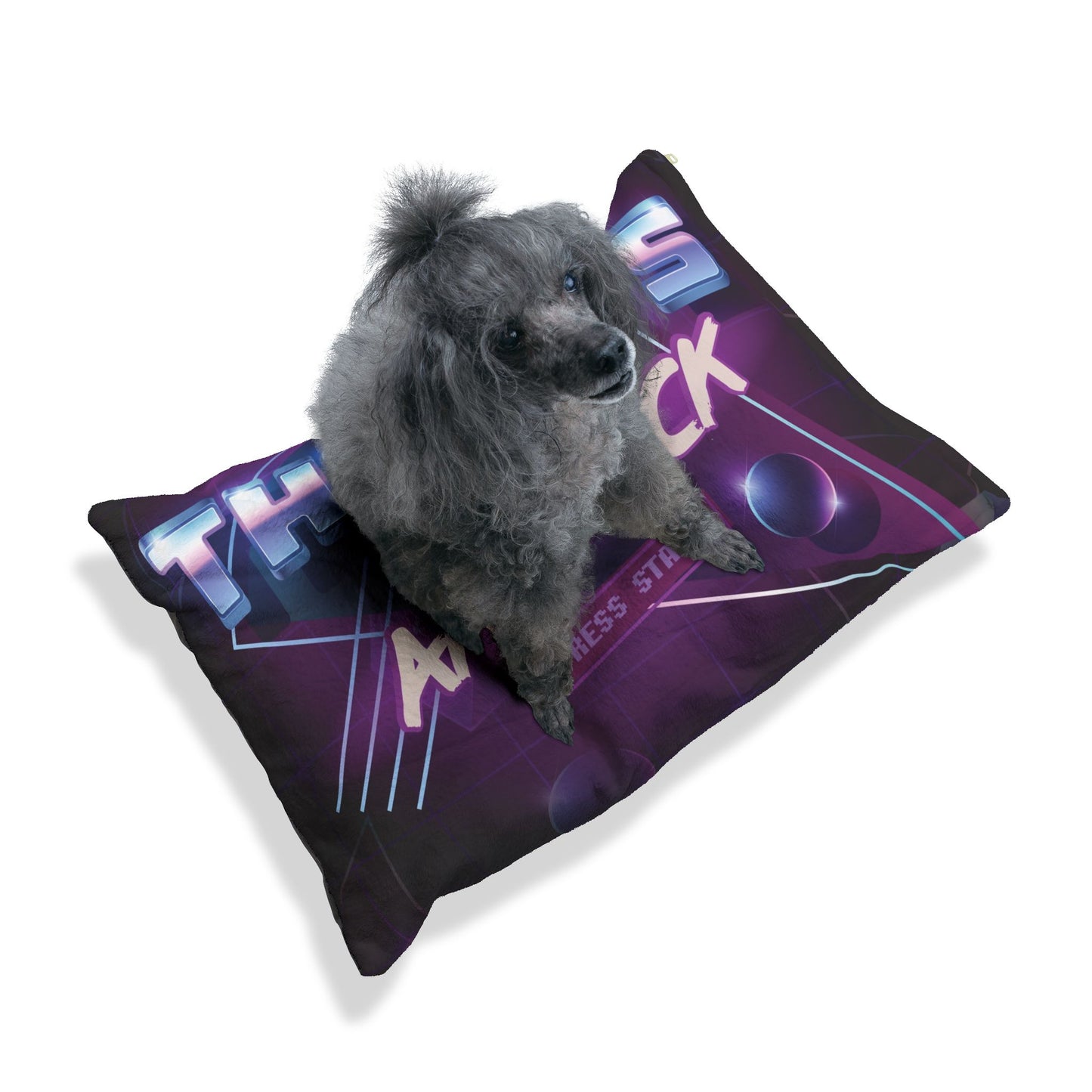 Retro 80s 'The 80's Are Back' Pet Bed – Neon Arcade Dog & Cat Cushion