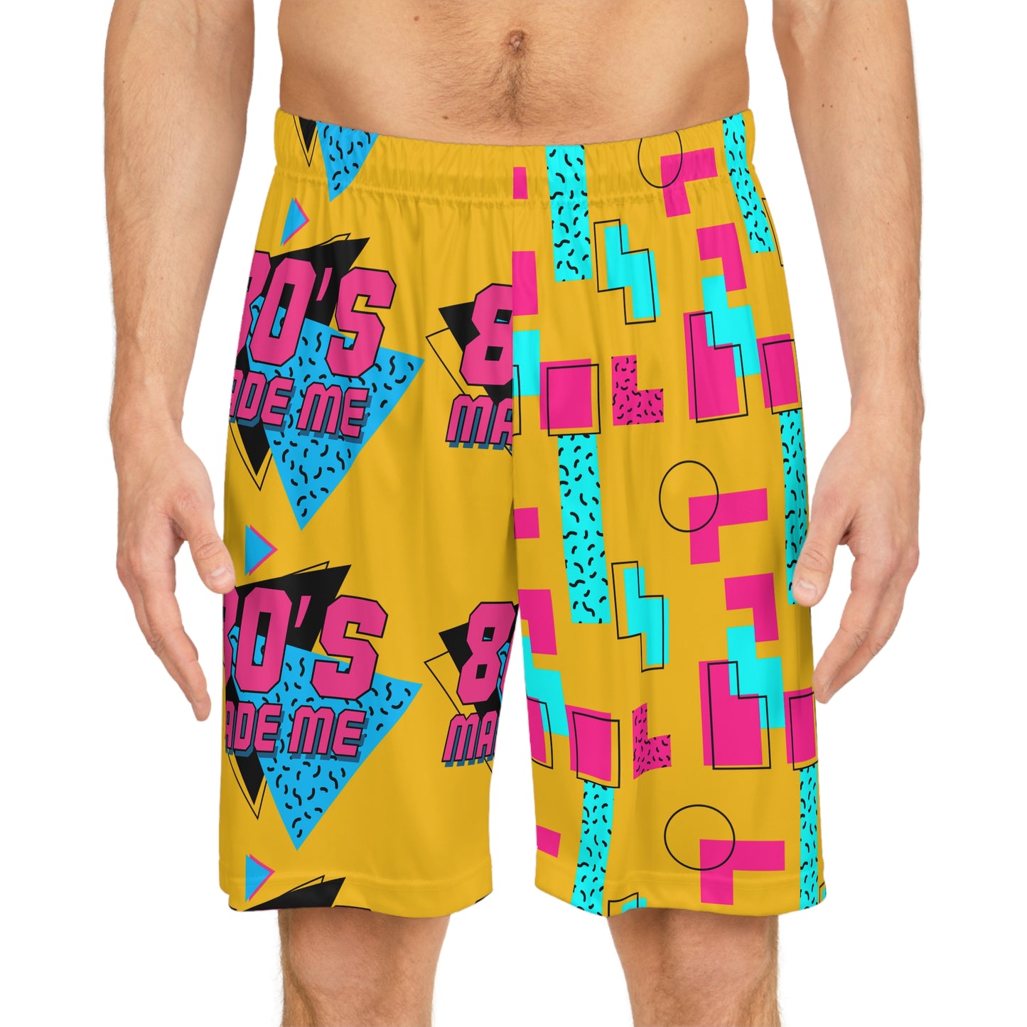 Retro 80's Basketball Shorts - Colorful AOP Design for Active Lifestyles
