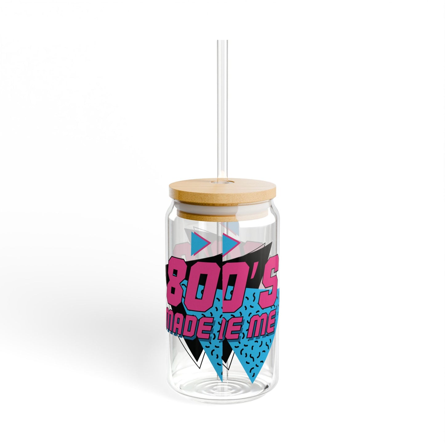 Retro 80's Sipper Glass - 16oz with Bamboo Lid & Straw