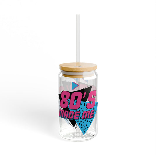 Retro 80's Sipper Glass - 16oz with Bamboo Lid & Straw