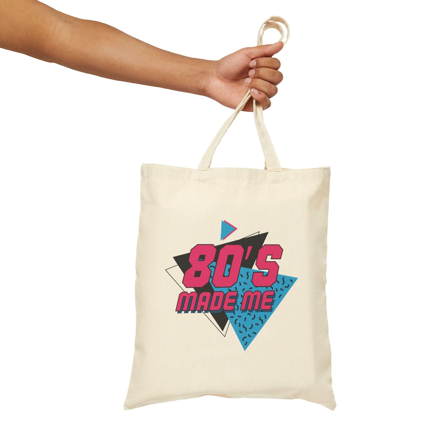 Retro 80s Cotton Canvas Tote Bag: Eco-Friendly Grocery Bag