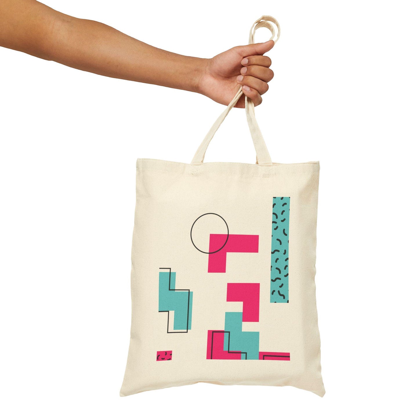 Retro 80s Cotton Canvas Tote Bag: Eco-Friendly Grocery Bag