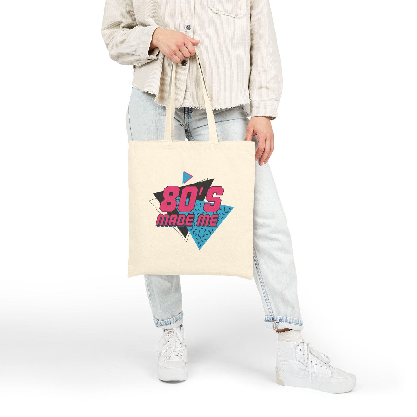 Retro 80s Cotton Canvas Tote Bag: Eco-Friendly Grocery Bag