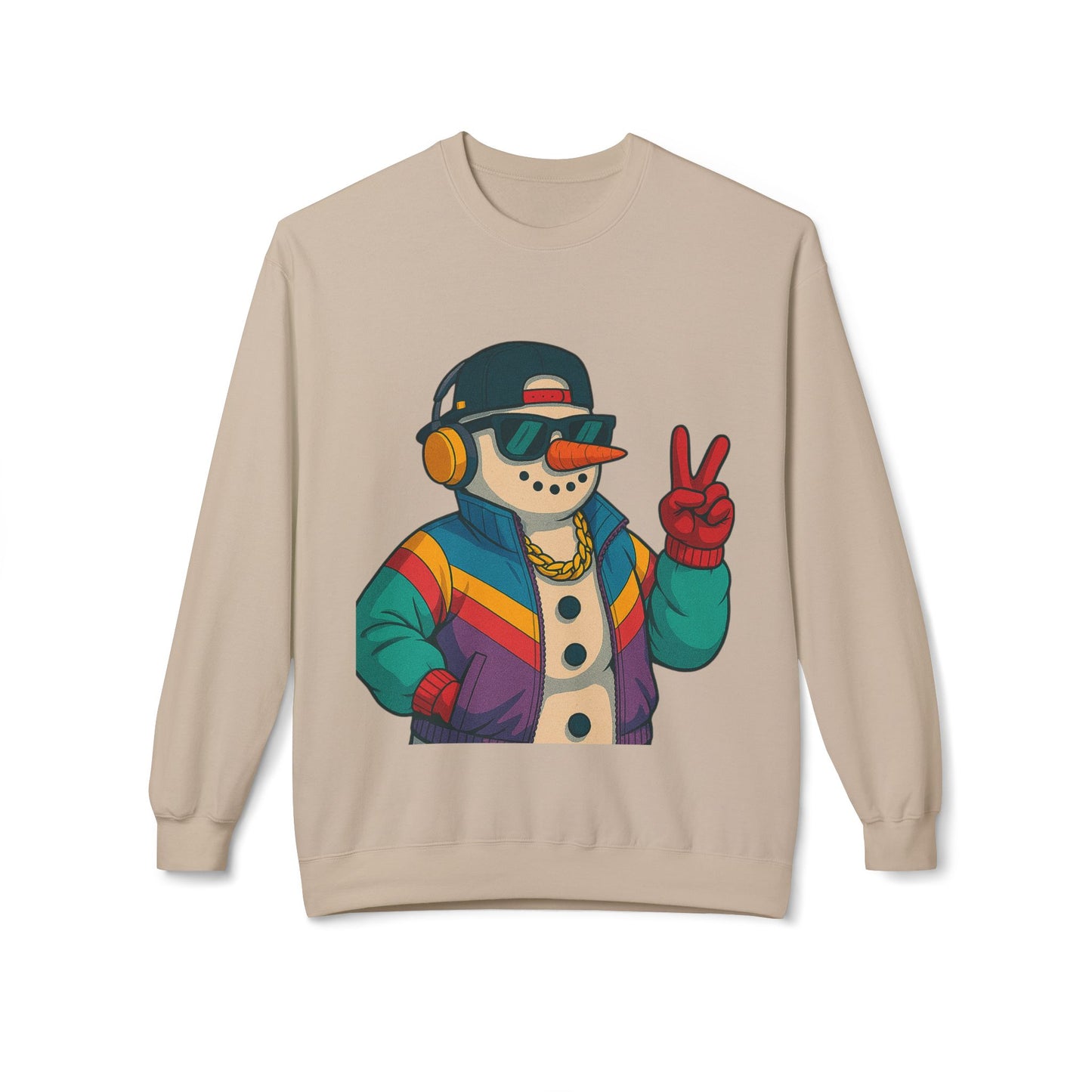 Retro 80s Christmas Sweatshirt – Holiday Synthwave Snowman Crewneck