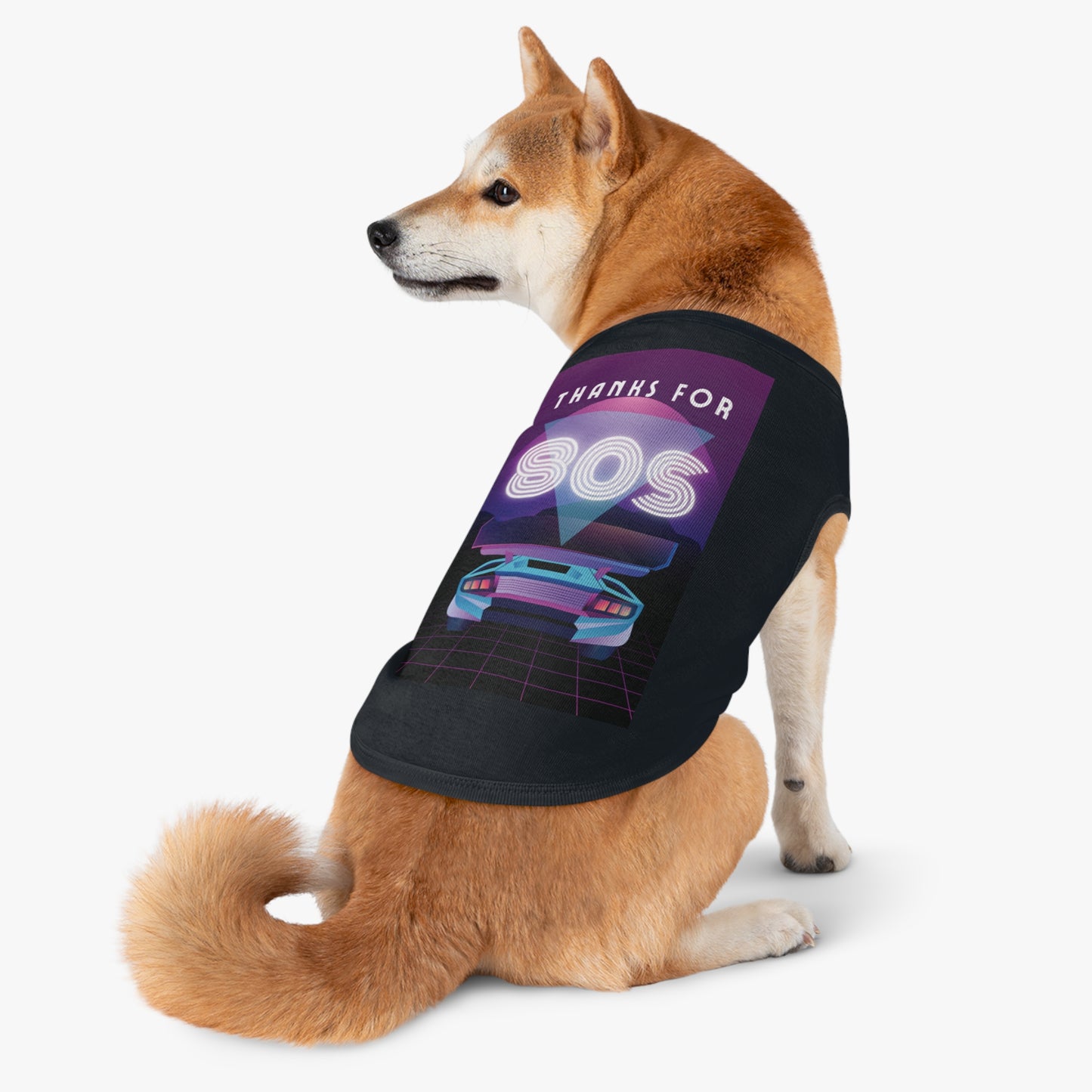 Retro Neon 'Thanks for SOS' Pet Tank Top — 80s Vaporwave Dog Shirt