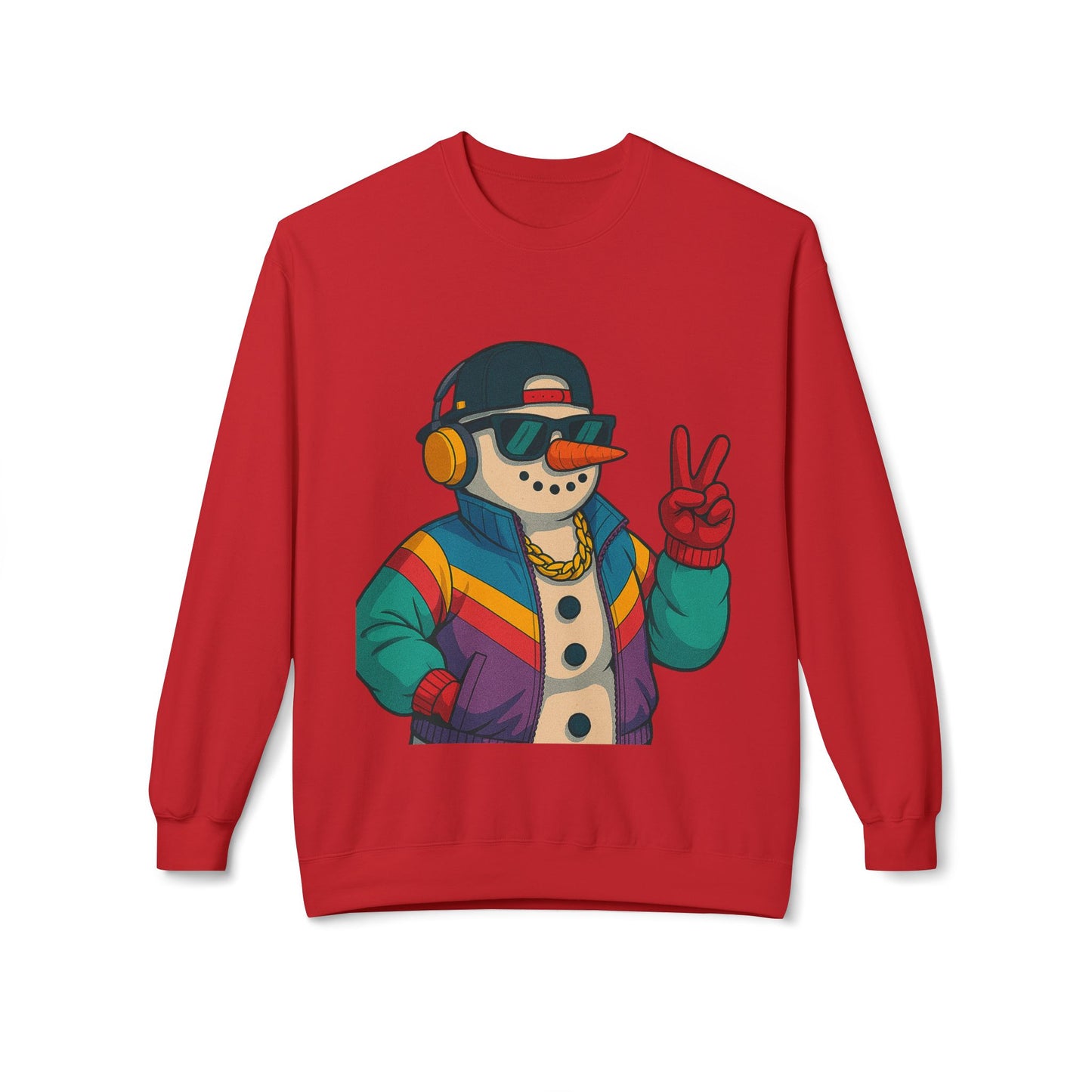 Retro 80s Christmas Sweatshirt – Holiday Synthwave Snowman Crewneck
