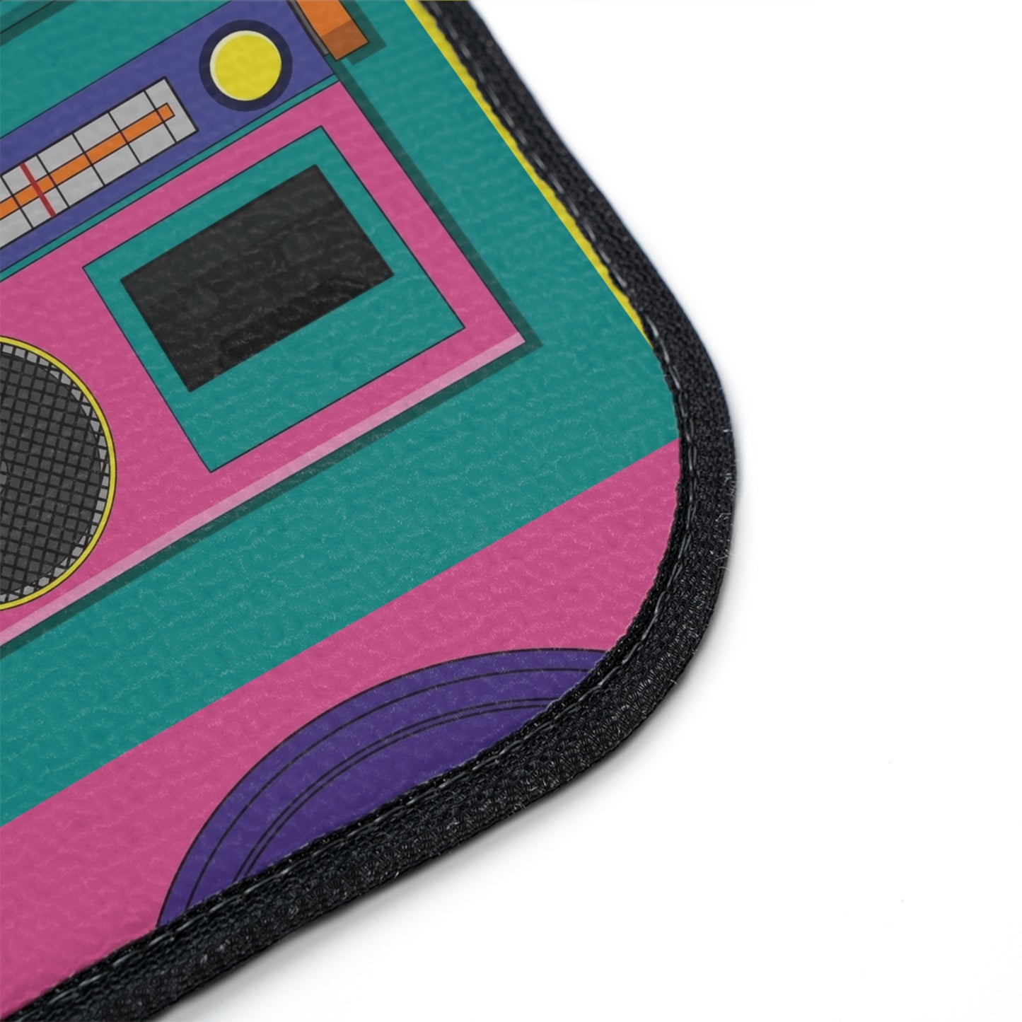 Retro Music Pop Car Floor Mat — Cassette, Vinyl & Boom Box Pattern