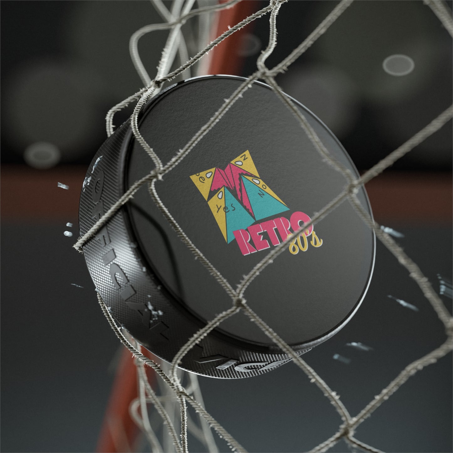 Retro 80s Hockey Puck — Neon Vintage Skate Rink Logo