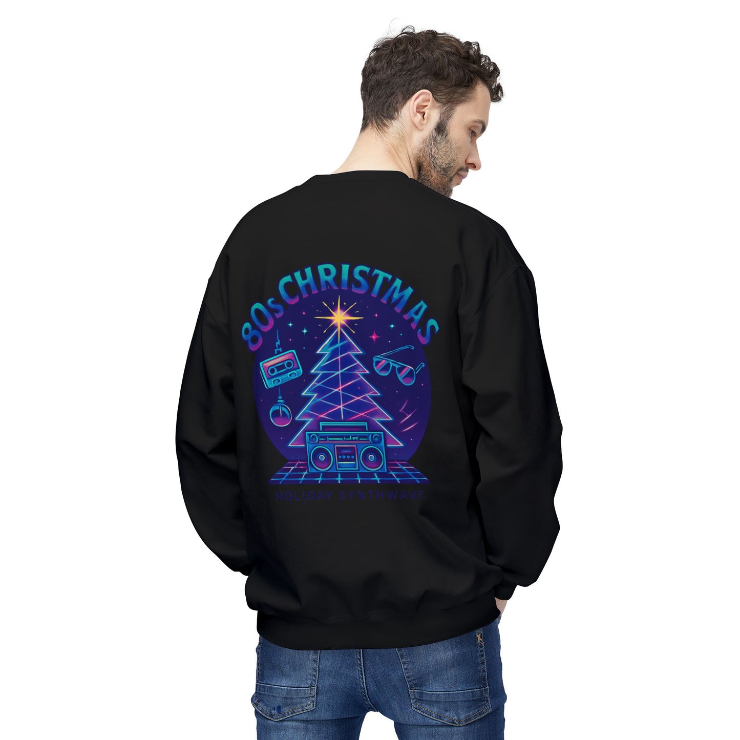 Retro 80s Christmas Sweatshirt – Holiday Synthwave Snowman Crewneck