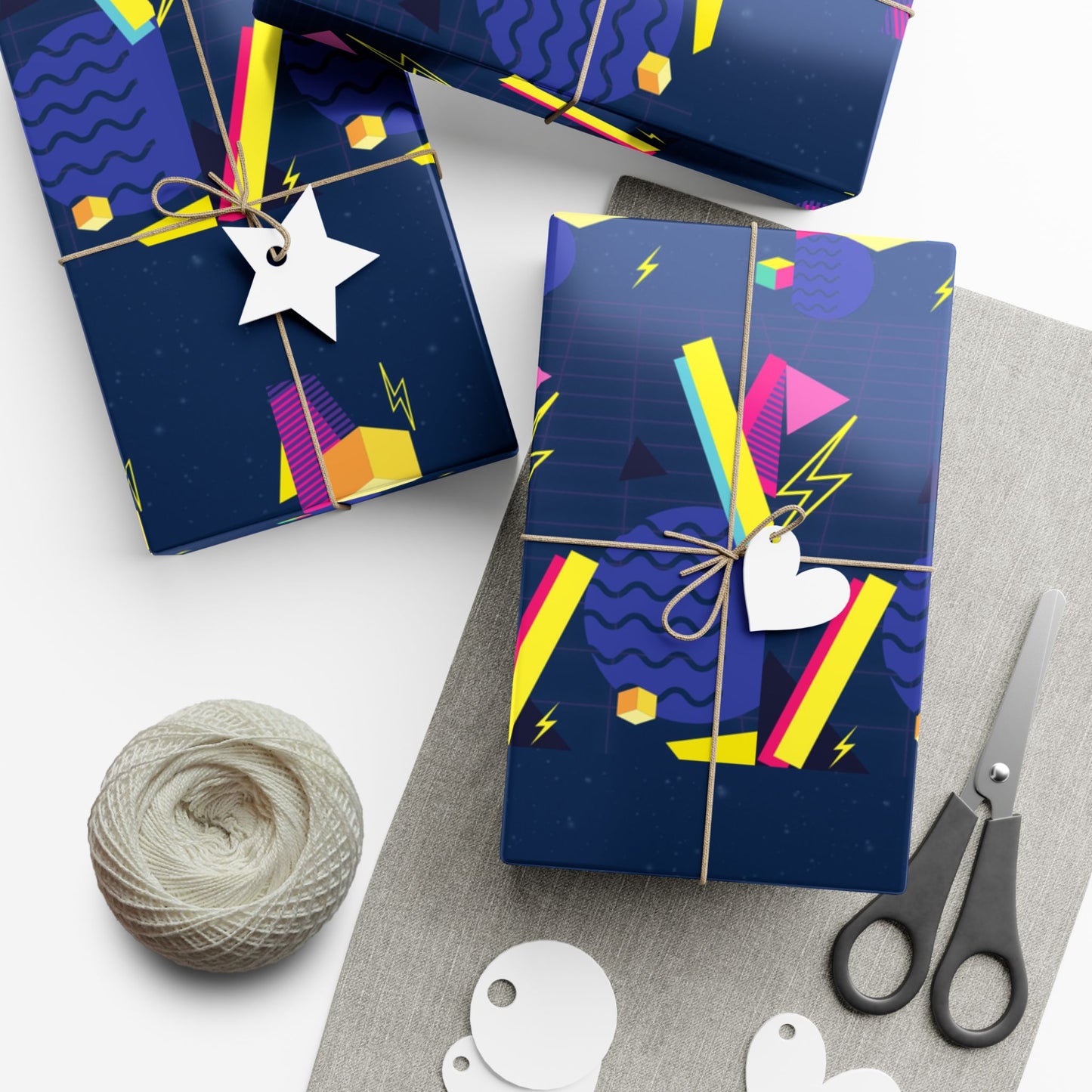 Gift Wrap Paper - Retro Pink & Black Geometric Pattern