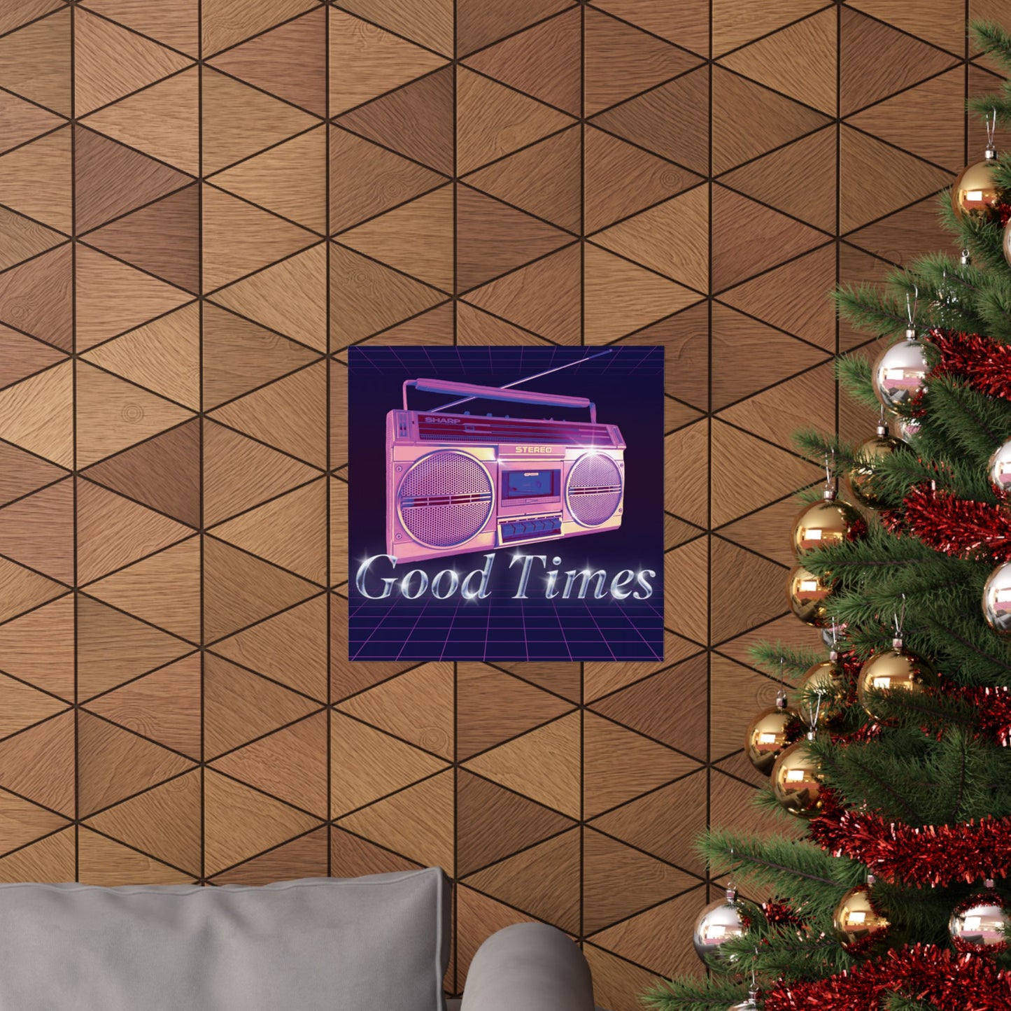Retro Boombox 'Good Times' Matte Poster — 80s Vintage Wall Art