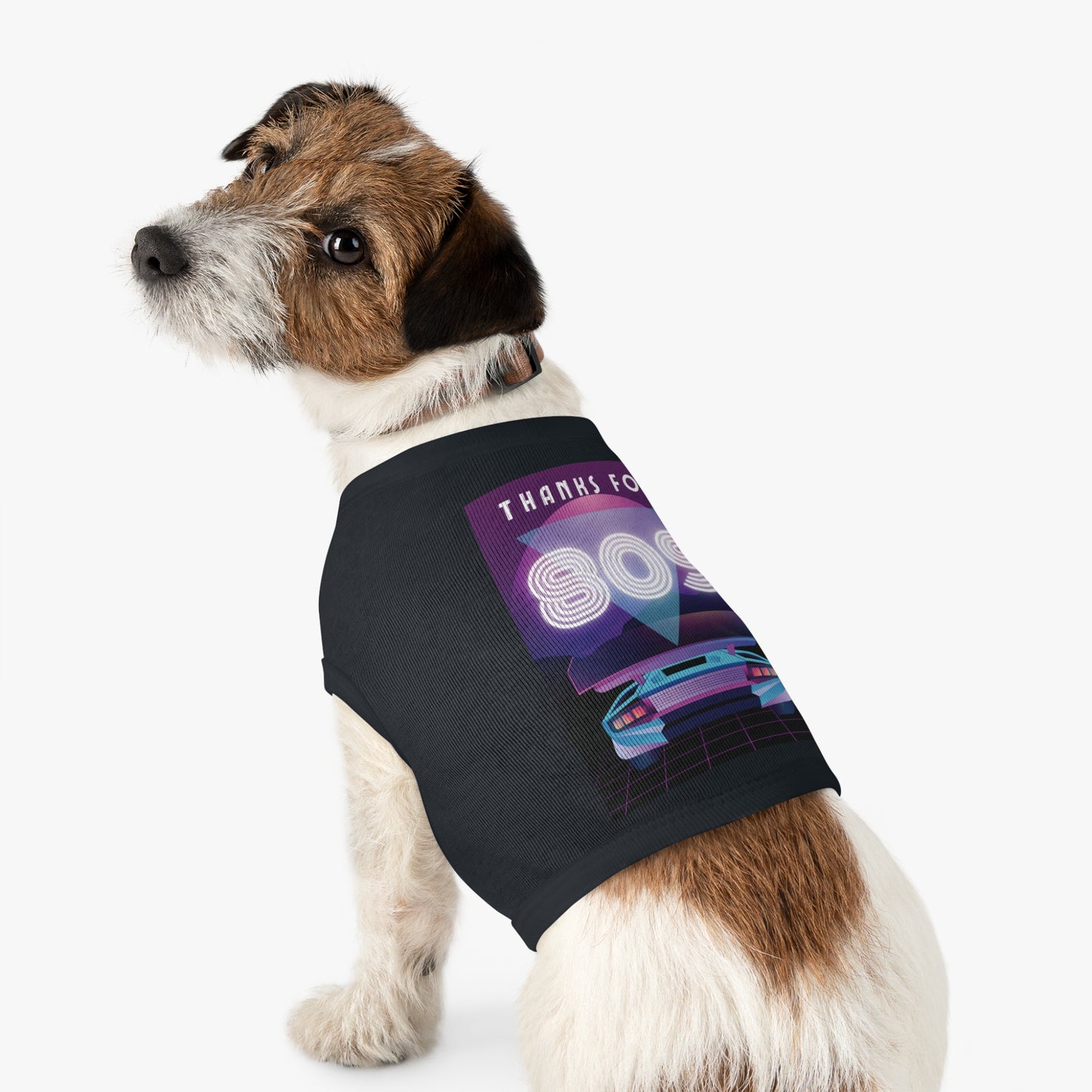 Retro Neon 'Thanks for SOS' Pet Tank Top — 80s Vaporwave Dog Shirt