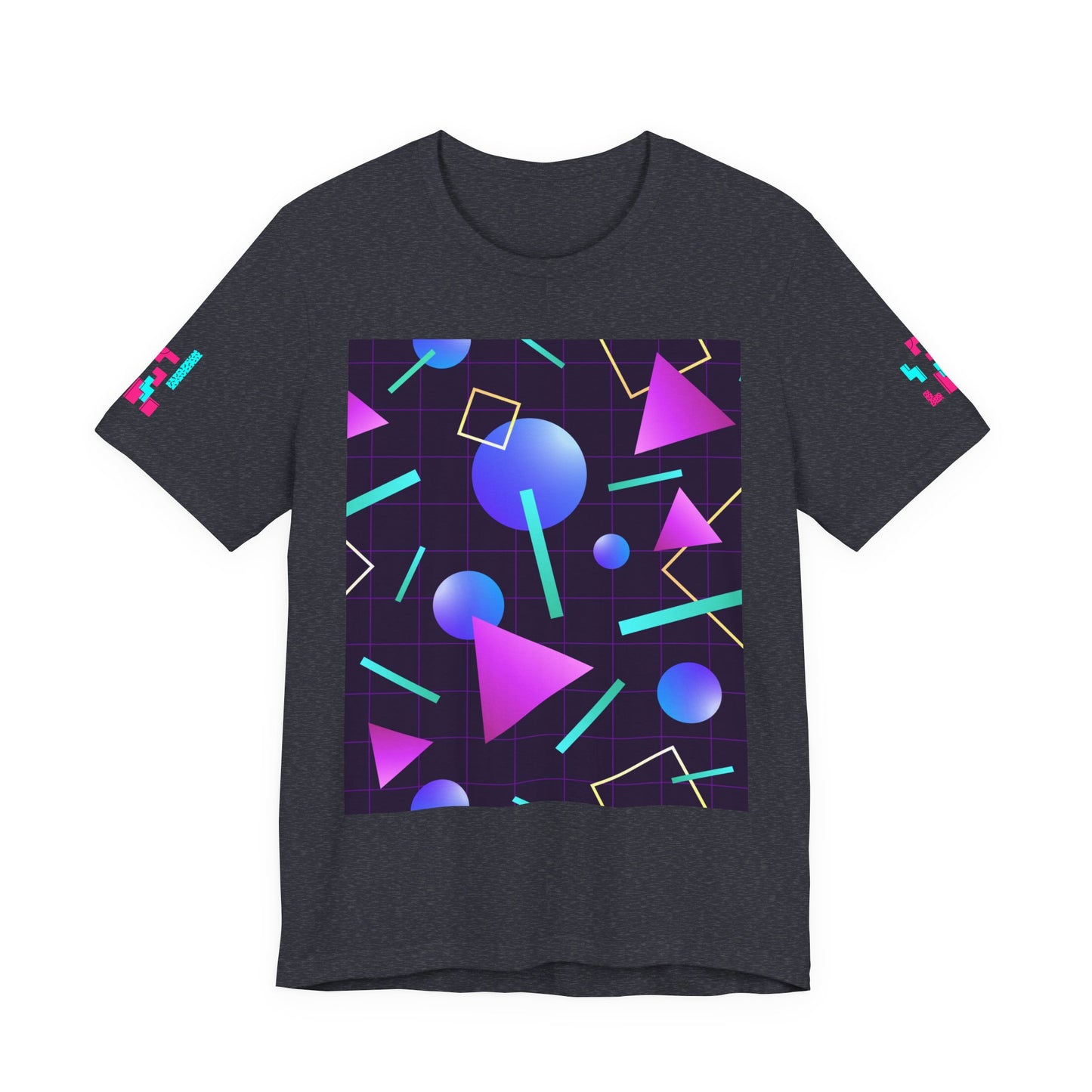 Retro 80s Vibes Unisex Tee - Colorful Geometric Design