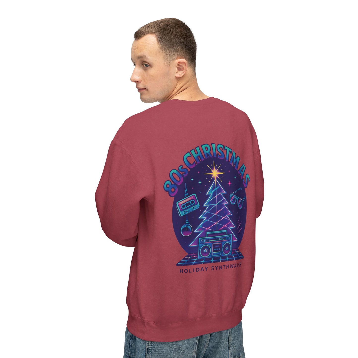 Retro 80s Christmas Sweatshirt – Synthwave Santa Thumbs Up