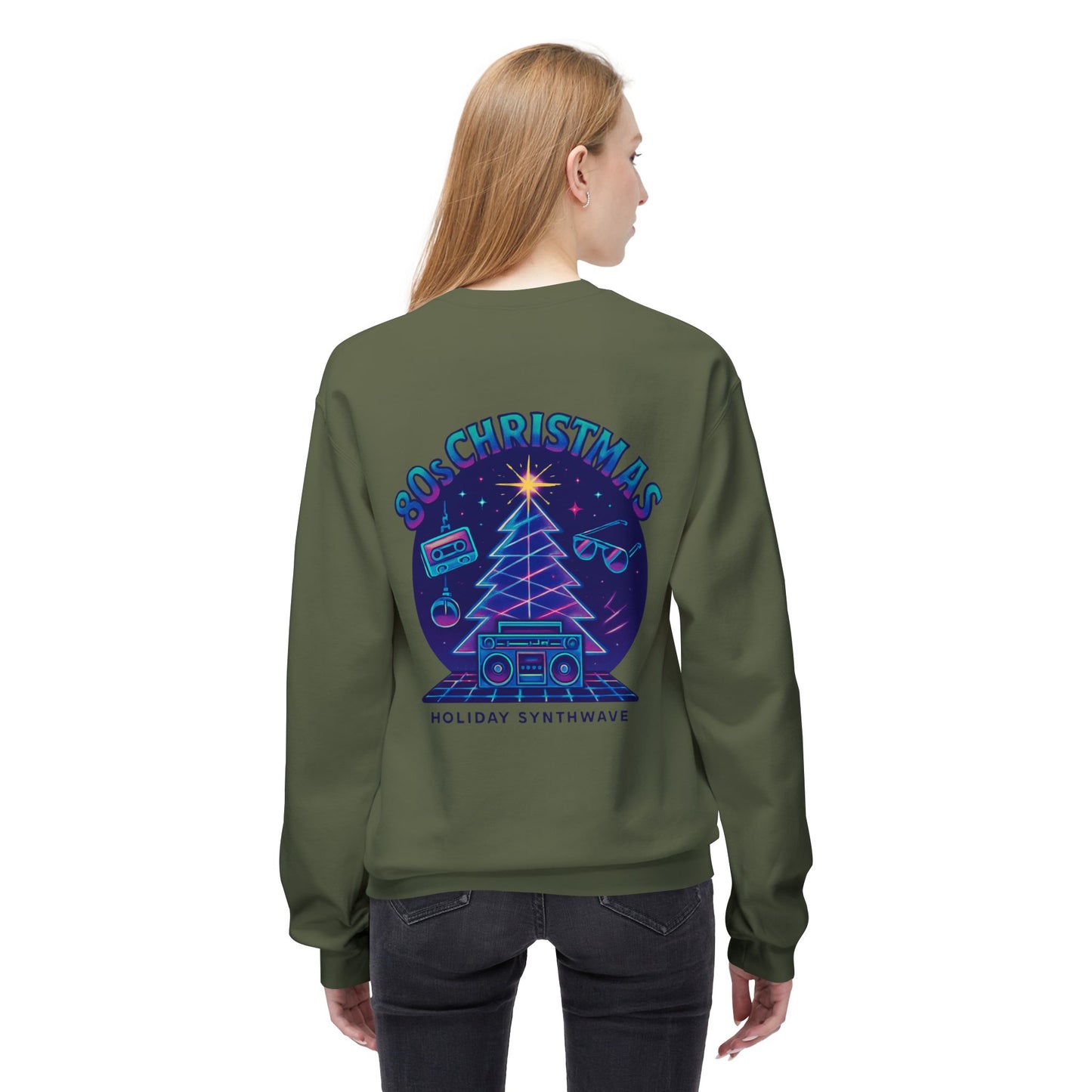Retro 80s Christmas Sweatshirt – Holiday Synthwave Snowman Crewneck