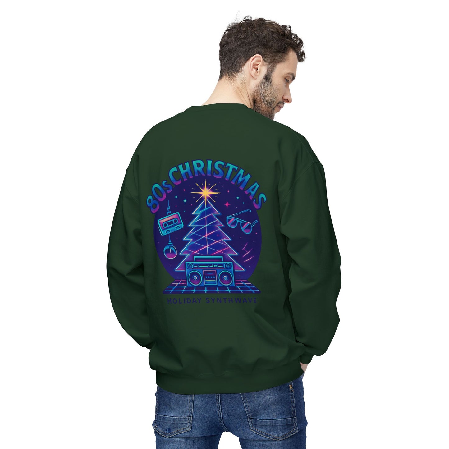 Retro 80s Christmas Sweatshirt – Holiday Synthwave Snowman Crewneck