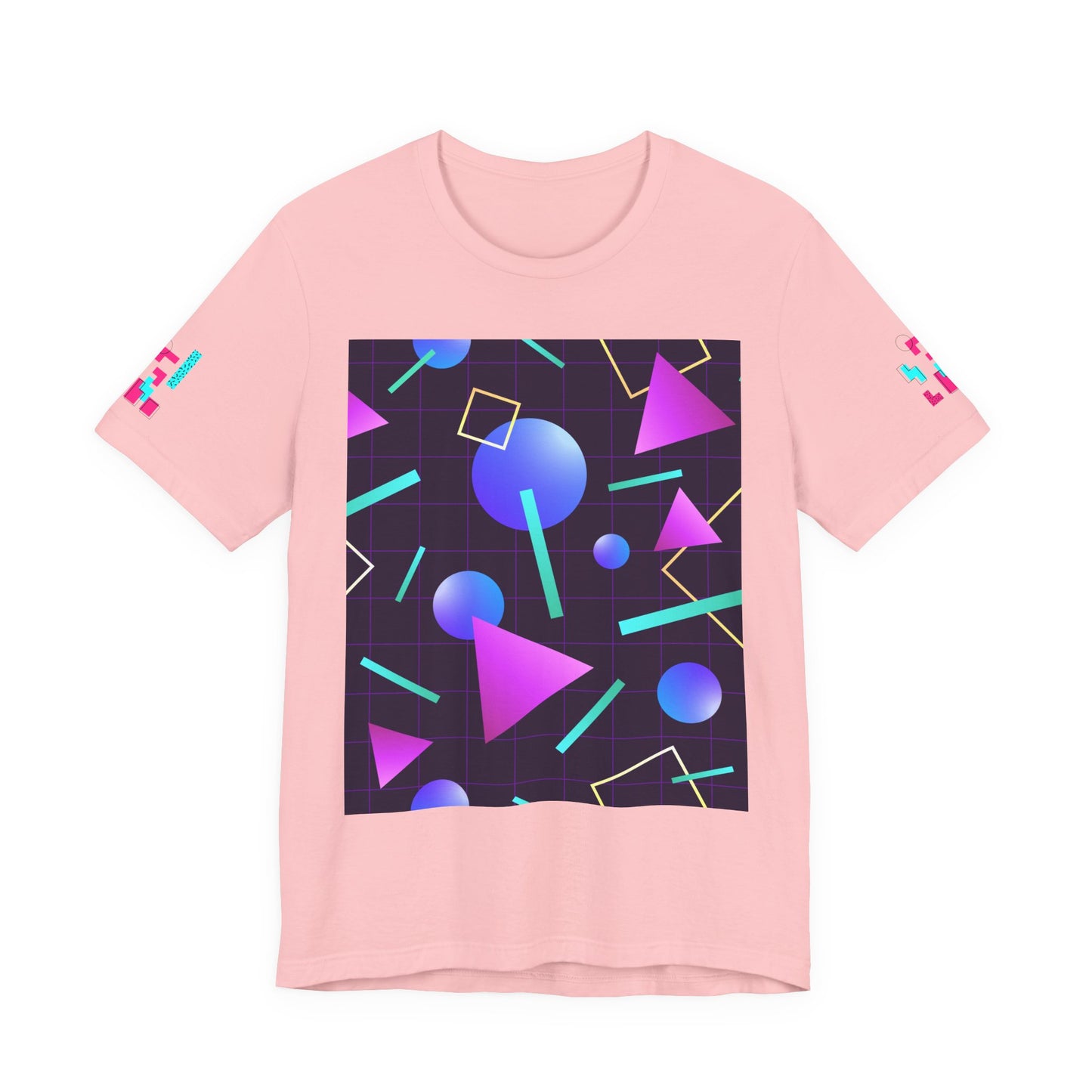Retro 80s Vibes Unisex Tee - Colorful Geometric Design