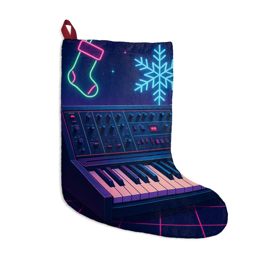 Retro Synthwave Christmas Stocking - Holiday Synthwave Music Tree Design