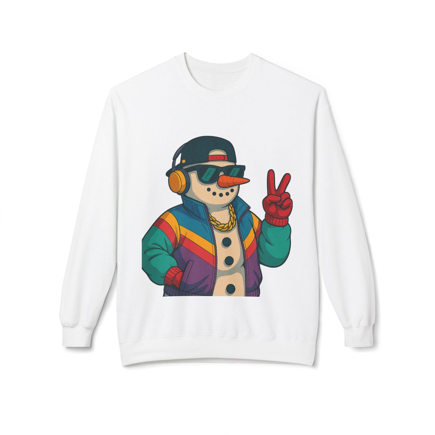 Retro 80s Christmas Sweatshirt – Holiday Synthwave Snowman Crewneck