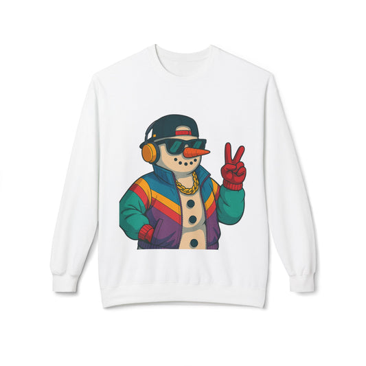 Retro 80s Christmas Sweatshirt – Holiday Synthwave Snowman Crewneck