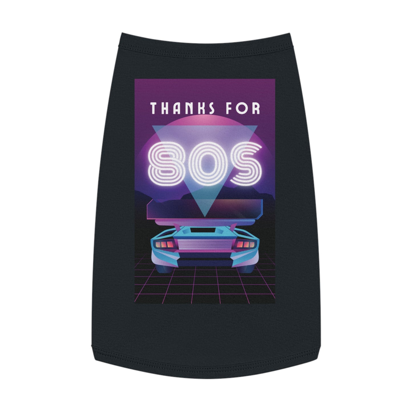 Retro Neon 'Thanks for SOS' Pet Tank Top — 80s Vaporwave Dog Shirt