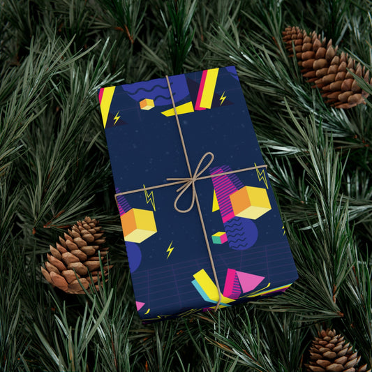 Gift Wrap Paper - Retro Pink & Black Geometric Pattern