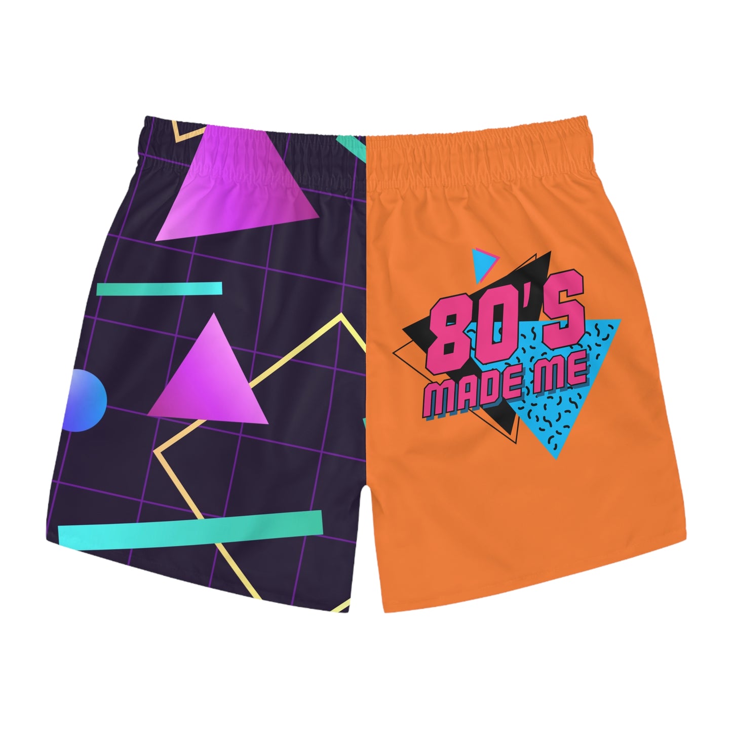 Retro 80s Geometric Swim Trunks for Summer Fun