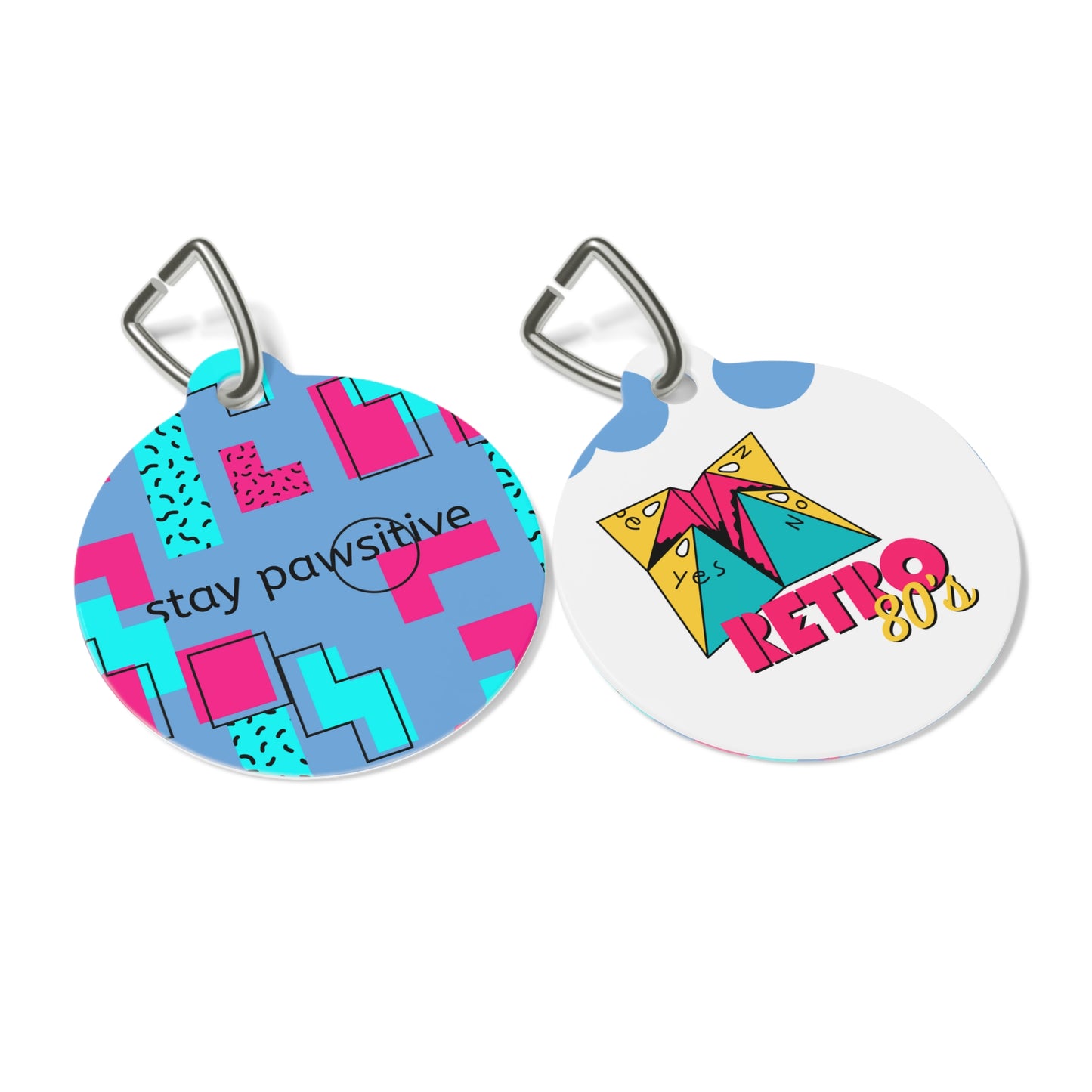 Pet Tag — Retro 80s 'Stay Pawsitive' Dog ID Charm