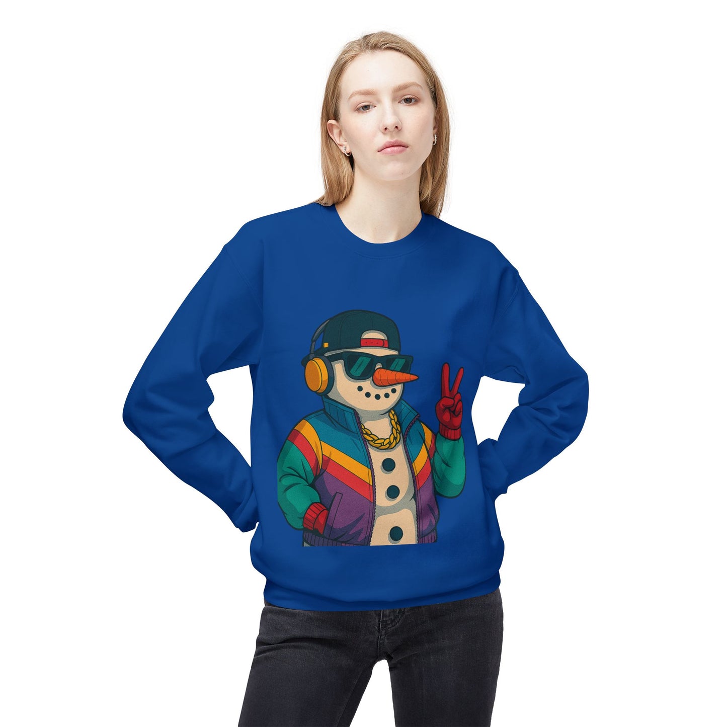 Retro 80s Christmas Sweatshirt – Holiday Synthwave Snowman Crewneck