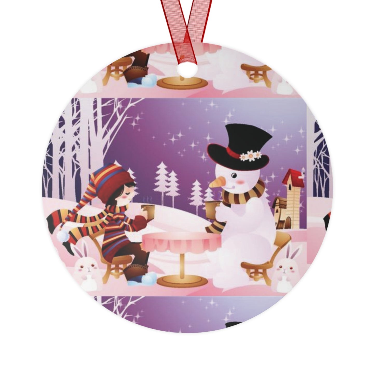 Bell Metal Ornament — Festive Snowman & Snow Globe Holiday Tree Decoration