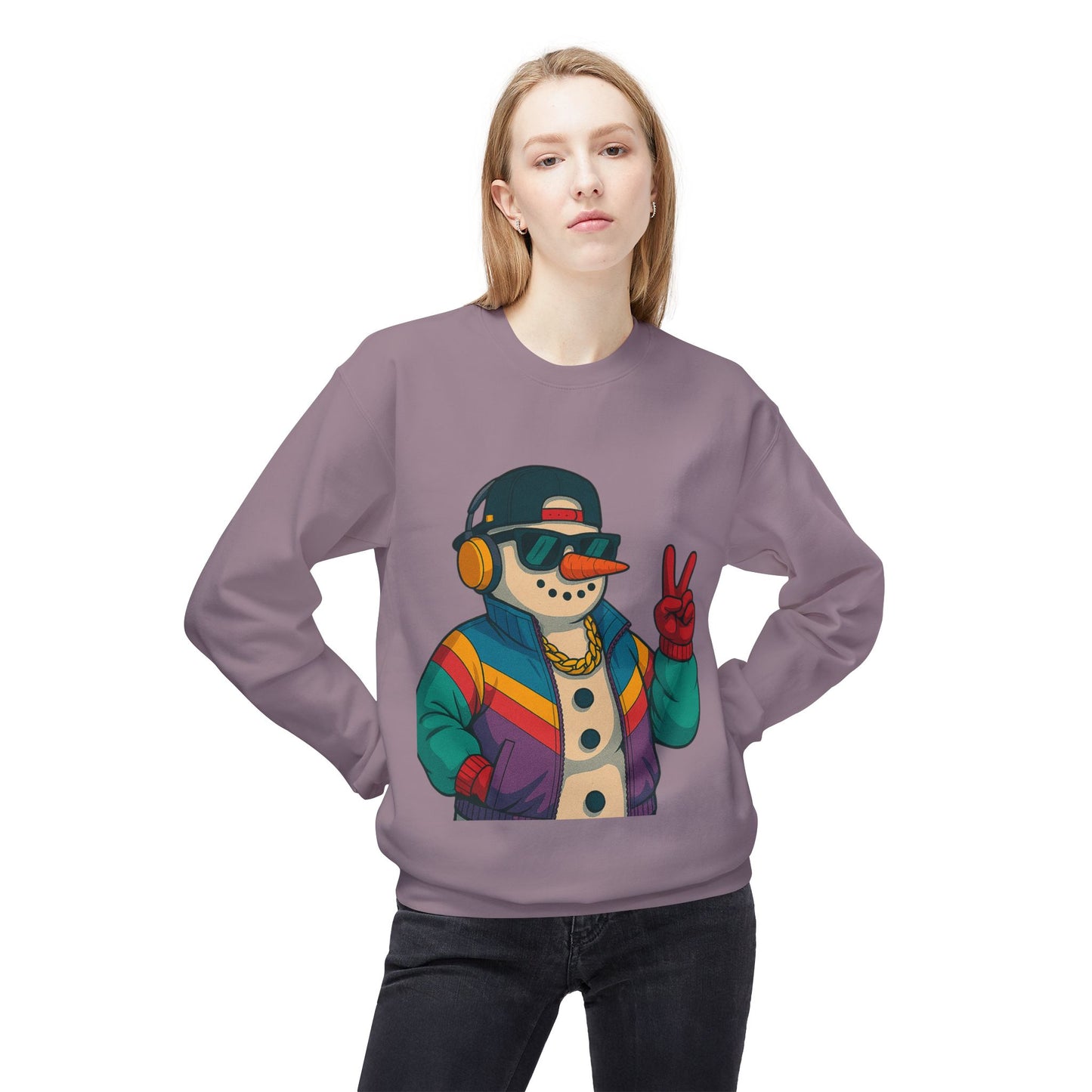 Retro 80s Christmas Sweatshirt – Holiday Synthwave Snowman Crewneck