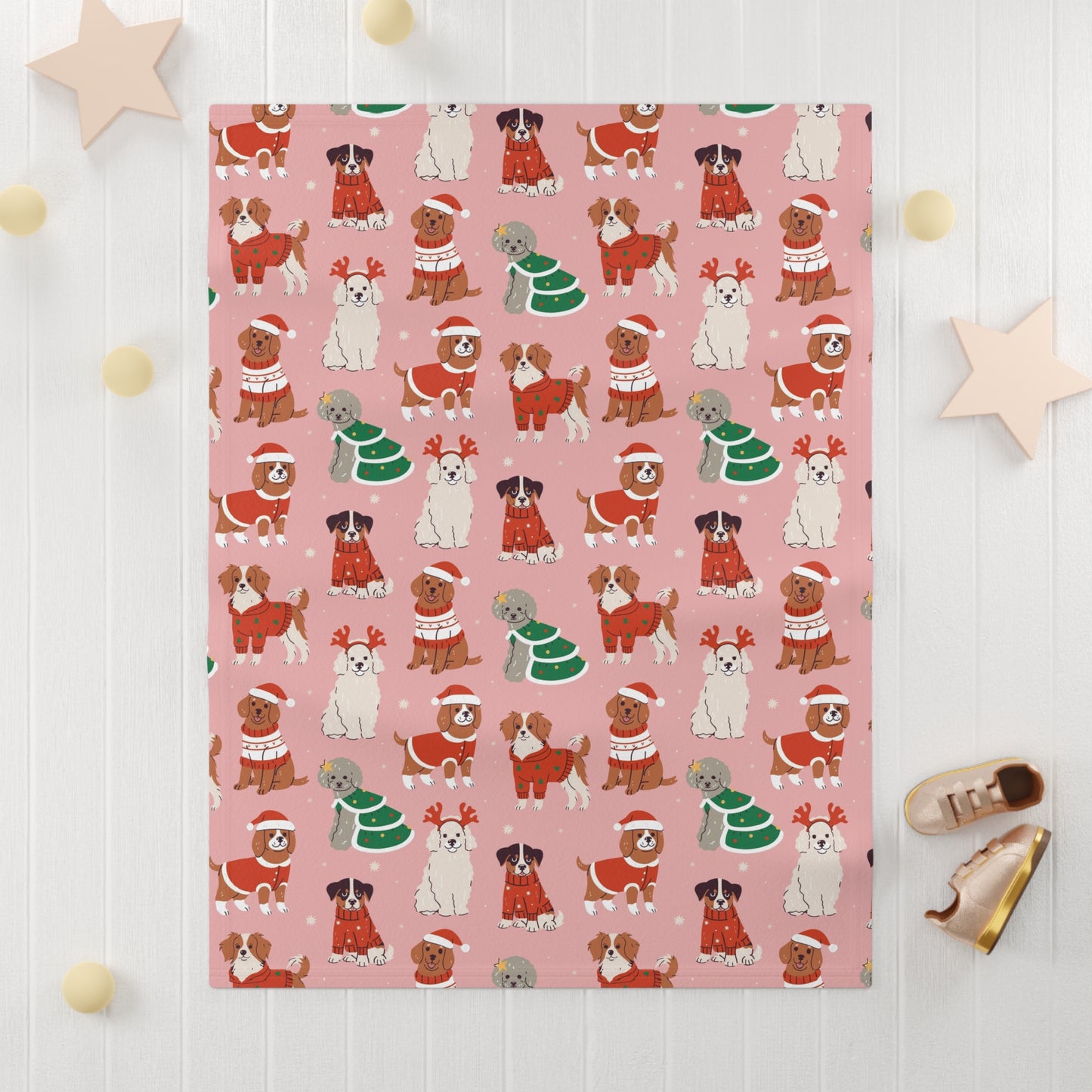 Baby Blanket — Cute Christmas Dogs Fleece Throw