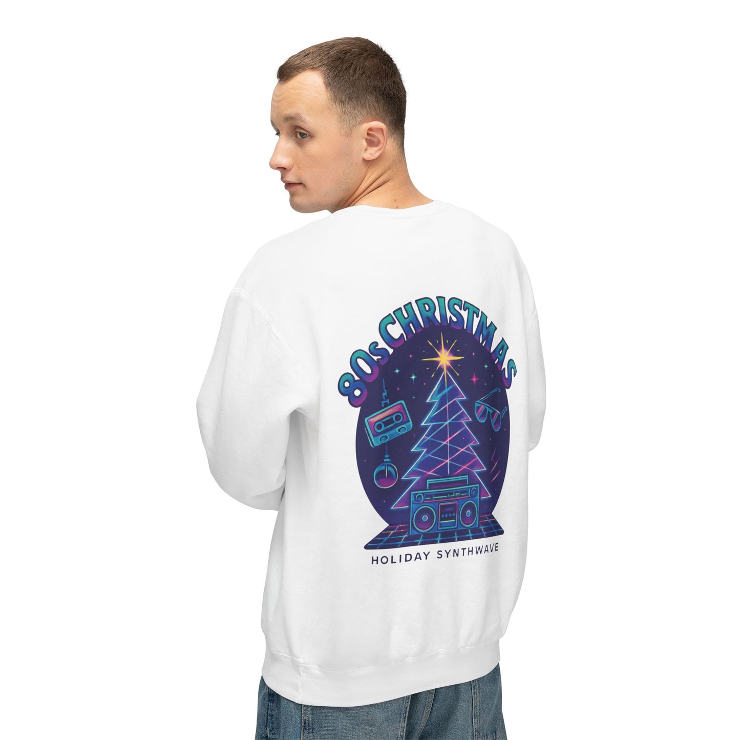 Retro 80s Christmas Sweatshirt – Synthwave Santa Thumbs Up