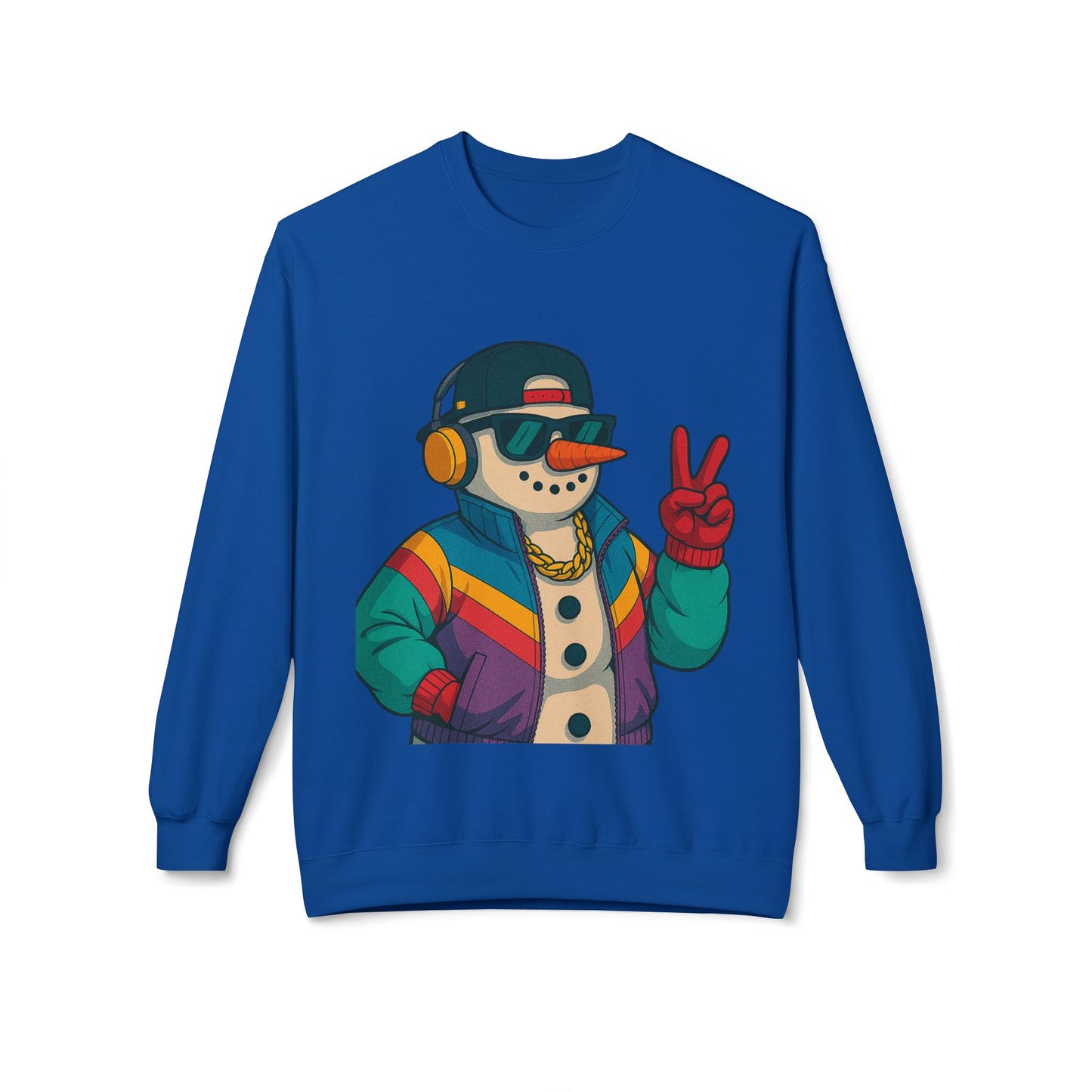 Retro 80s Christmas Sweatshirt – Holiday Synthwave Snowman Crewneck