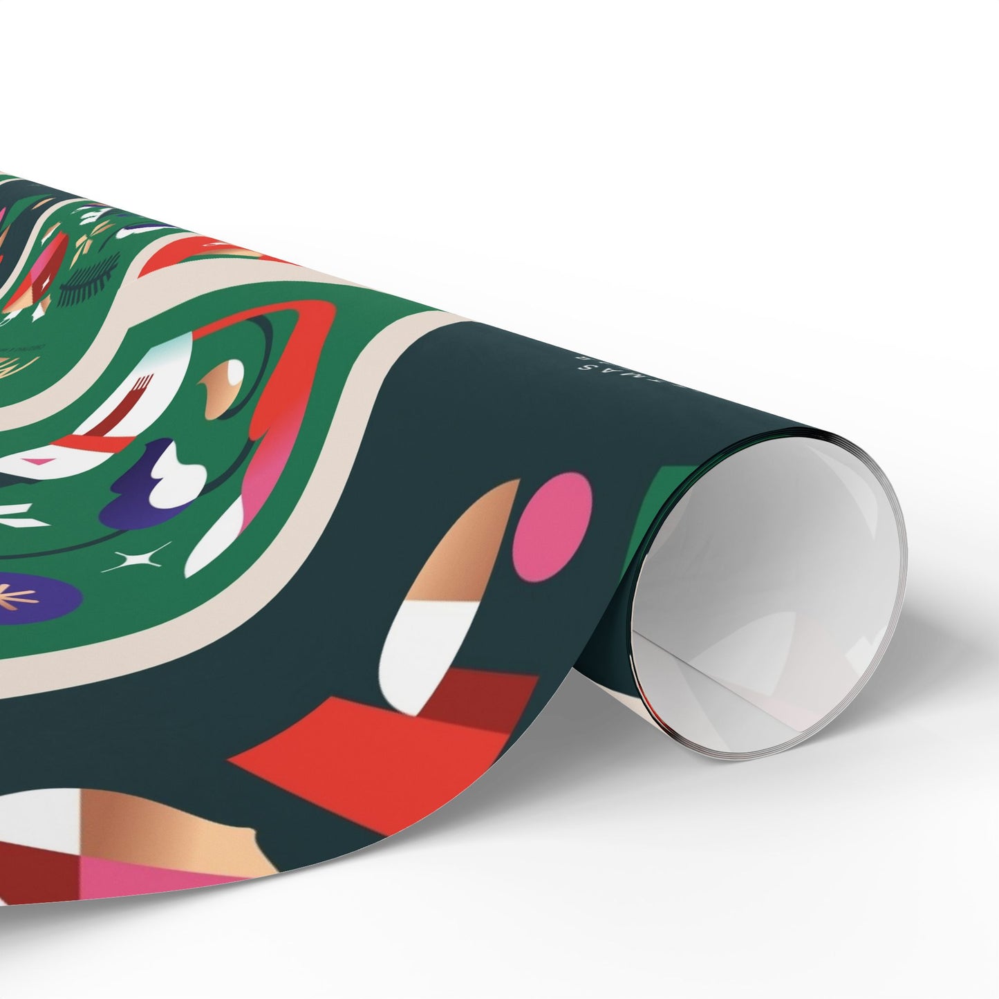 Christmas Gift Wrap Paper Roll — Festive 'Merry' Holiday Pattern with Ornaments & Snowmen