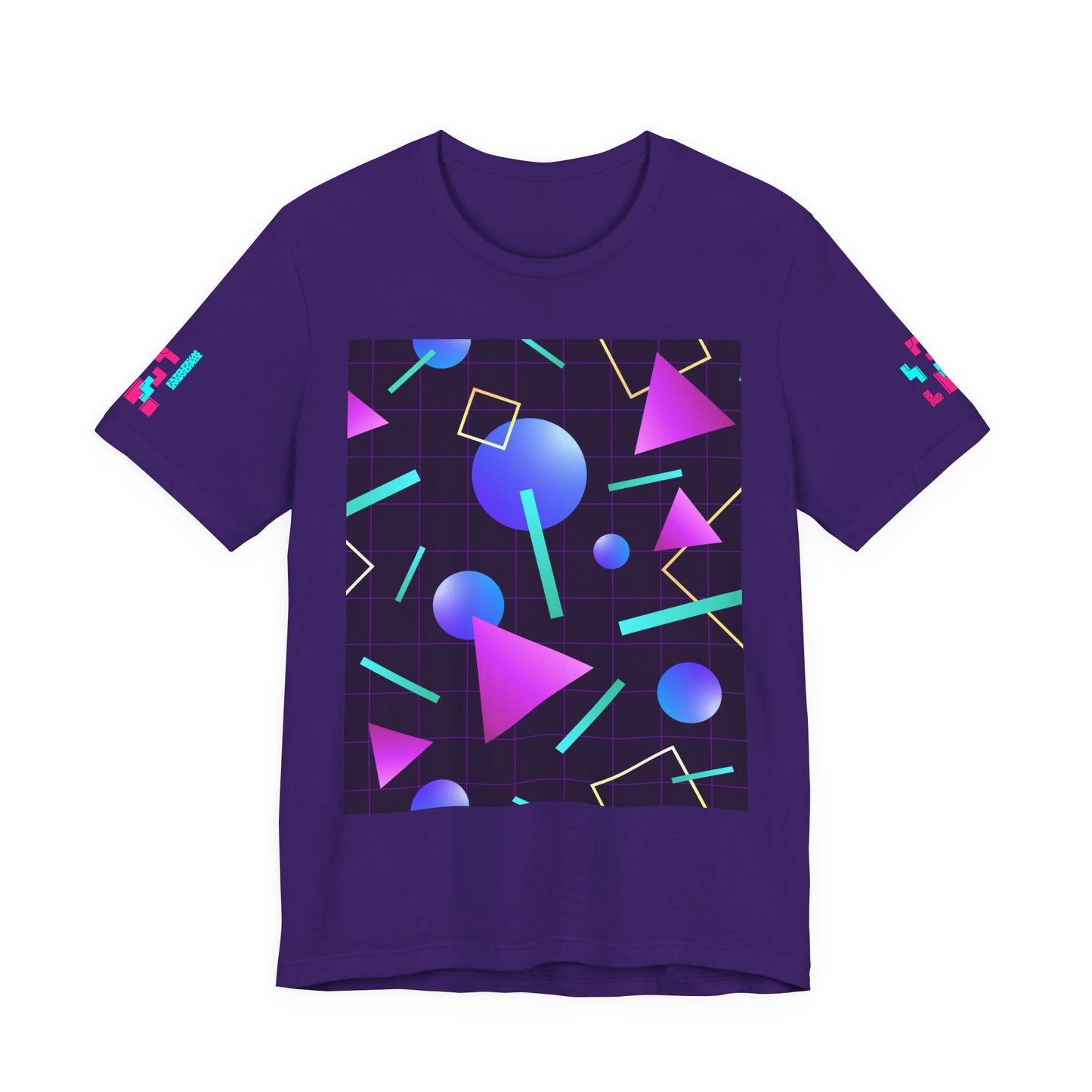 Retro 80s Vibes Unisex Tee - Colorful Geometric Design