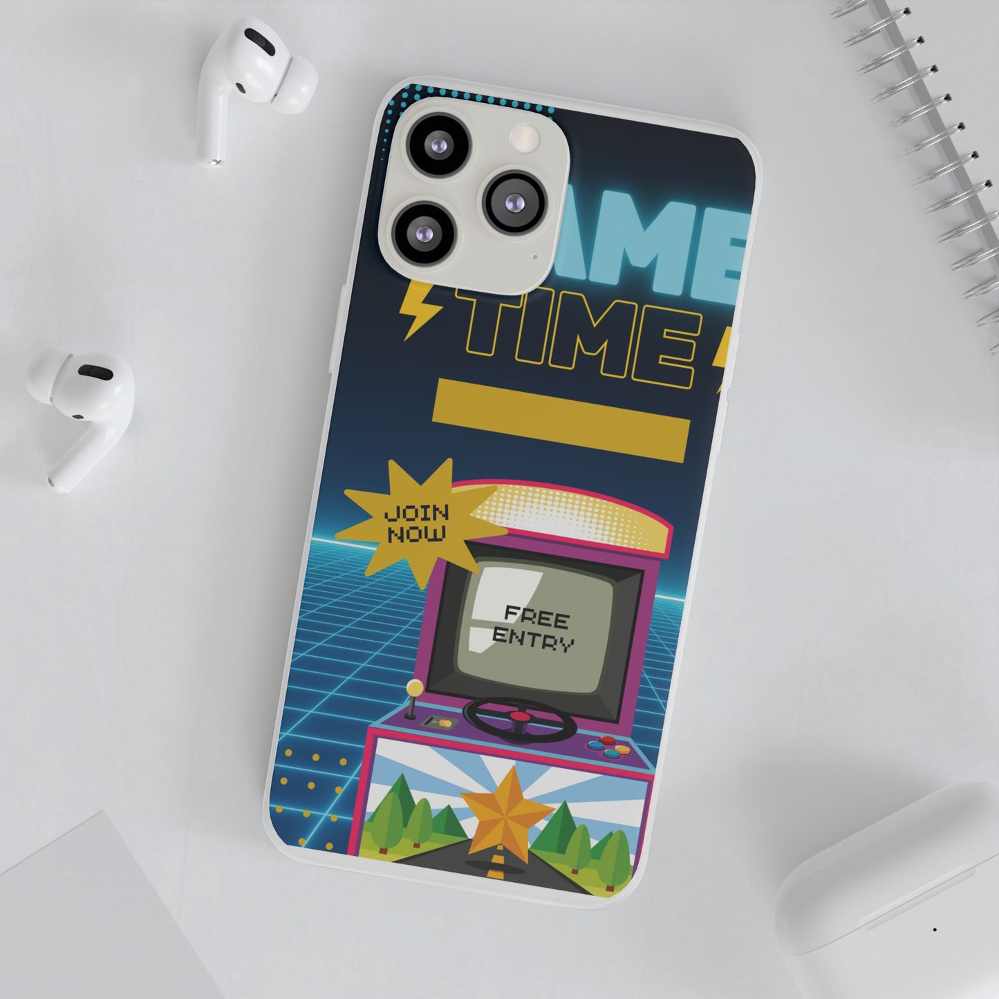 Retro Arcade Game Time Phone Case — 'Game Time' Flexi Phone Cover