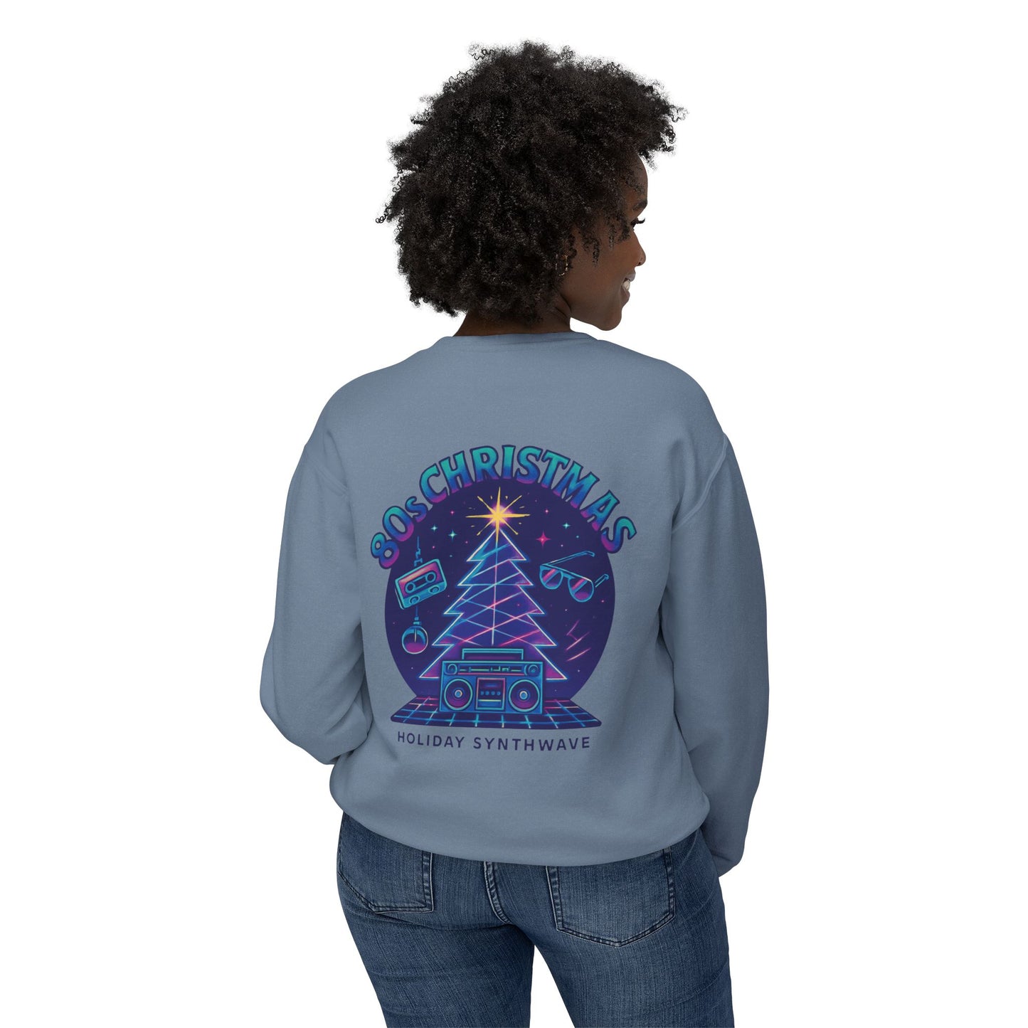 Retro 80s Christmas Sweatshirt – Synthwave Santa Thumbs Up