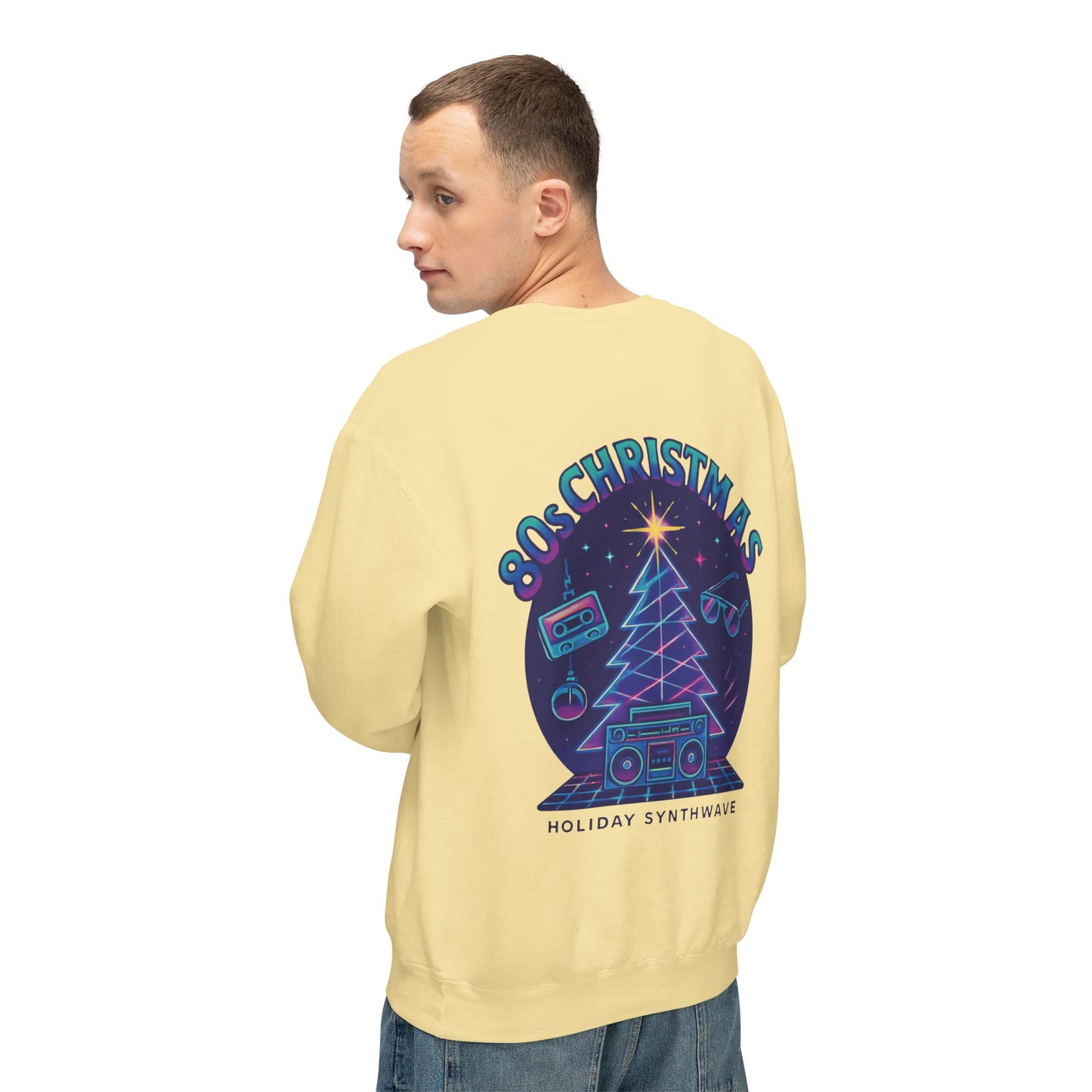 Retro 80s Christmas Sweatshirt – Synthwave Santa Thumbs Up