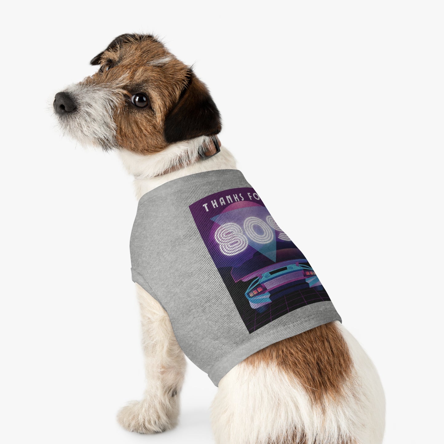 Retro Neon 'Thanks for SOS' Pet Tank Top — 80s Vaporwave Dog Shirt