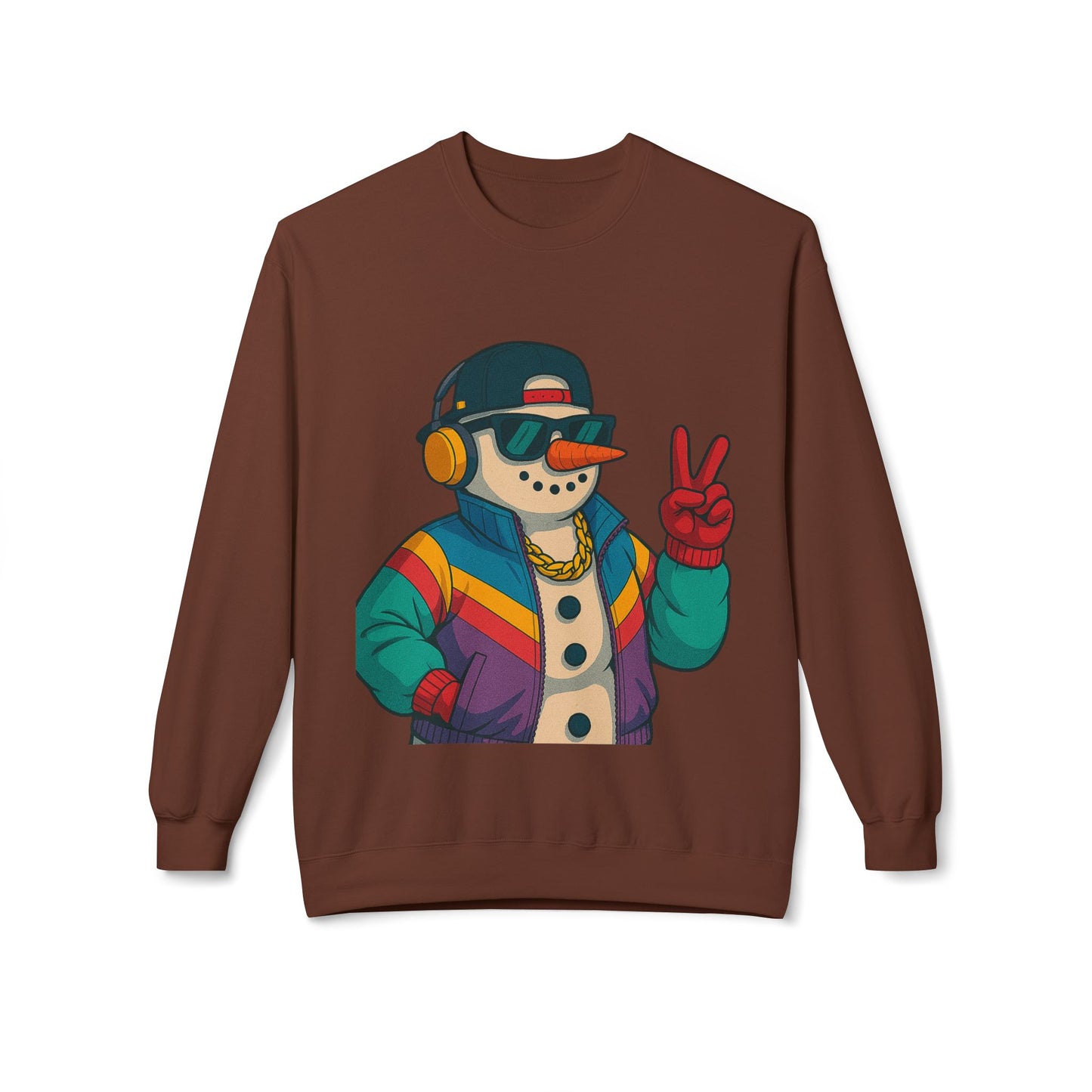 Retro 80s Christmas Sweatshirt – Holiday Synthwave Snowman Crewneck