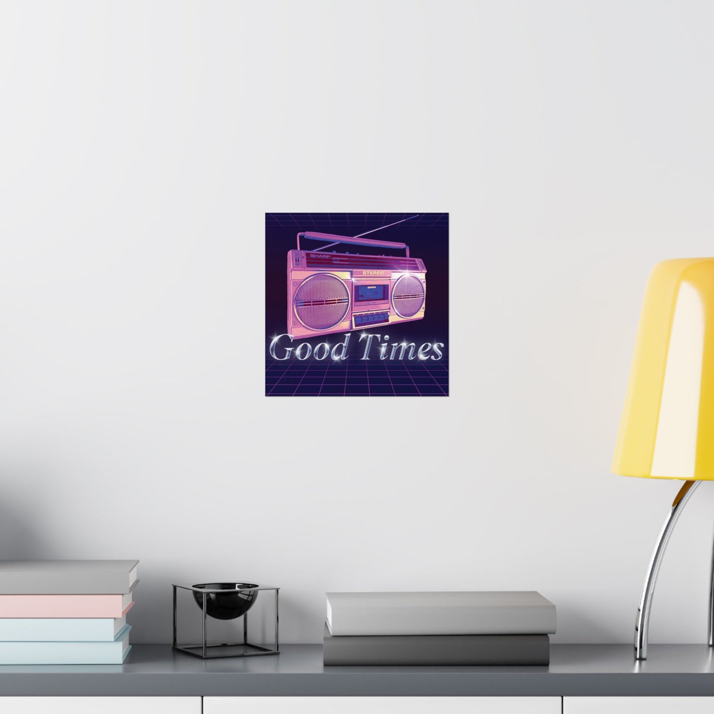 Retro Boombox 'Good Times' Matte Poster — 80s Vintage Wall Art