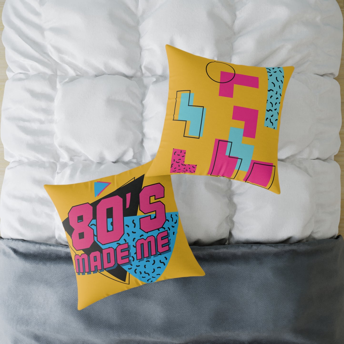 80's Retro Square Pillow - Made Me Design for Nostalgic Home Decor