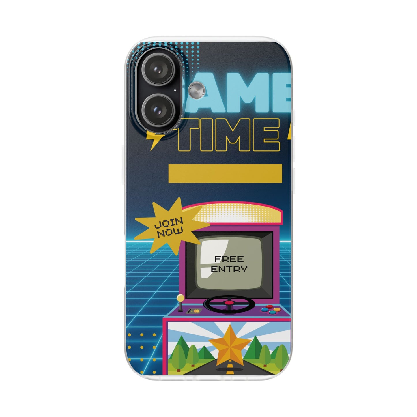 Retro Arcade Game Time Phone Case — 'Game Time' Flexi Phone Cover