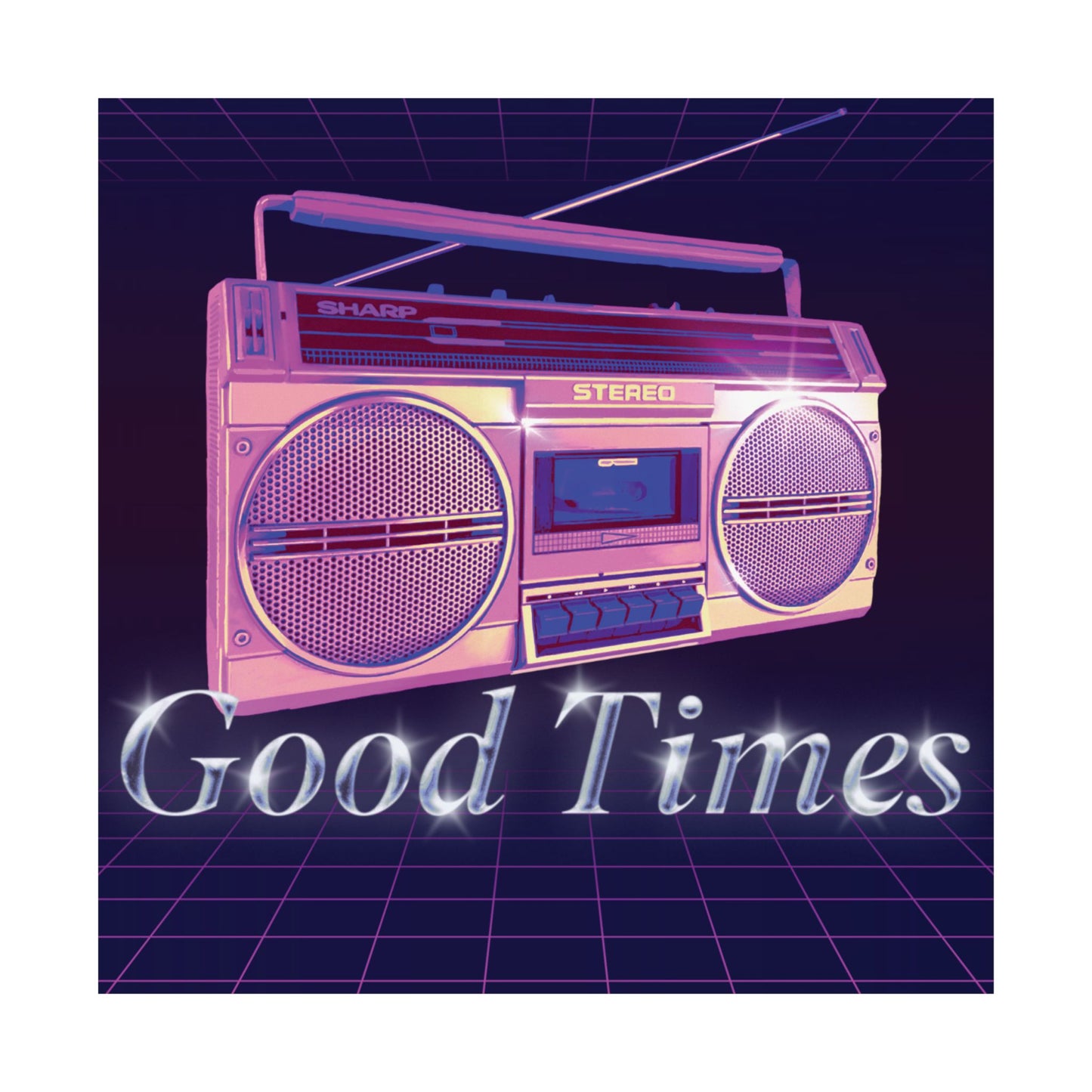 Retro Boombox 'Good Times' Matte Poster — 80s Vintage Wall Art